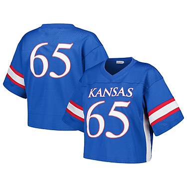 Established  Co 65 Kansas Jayhawks Fashion Boxy Cropped Football Jersey                                                         