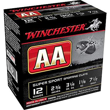 Winchester AA Super Sport Target Load 12 Gauge 7.5 Shot Shotshells - 25 Rounds                                                  