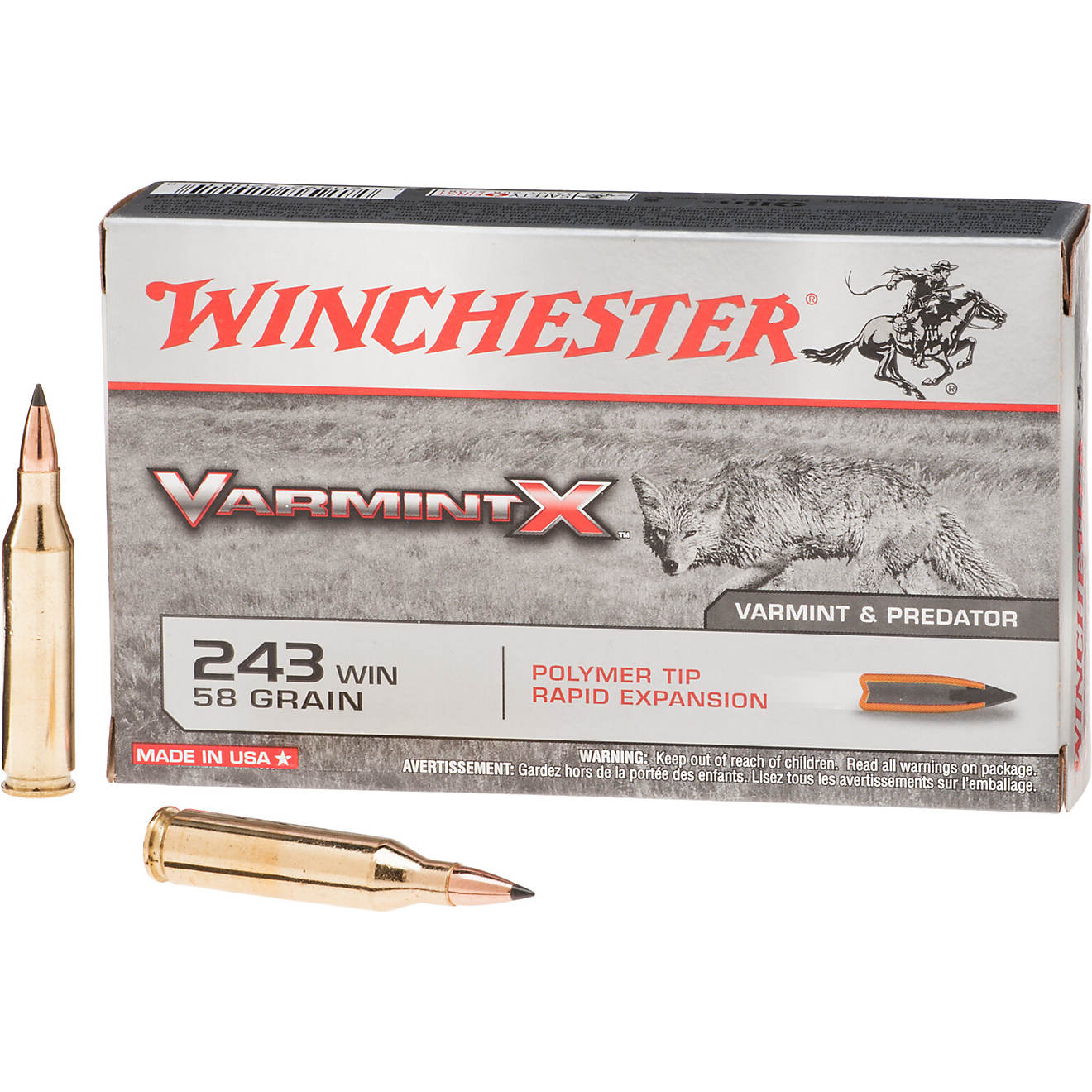 Winchester Varmint X .243 Winchester 58-Grain Centerfire Rifle Ammunition                                                        - view number 1