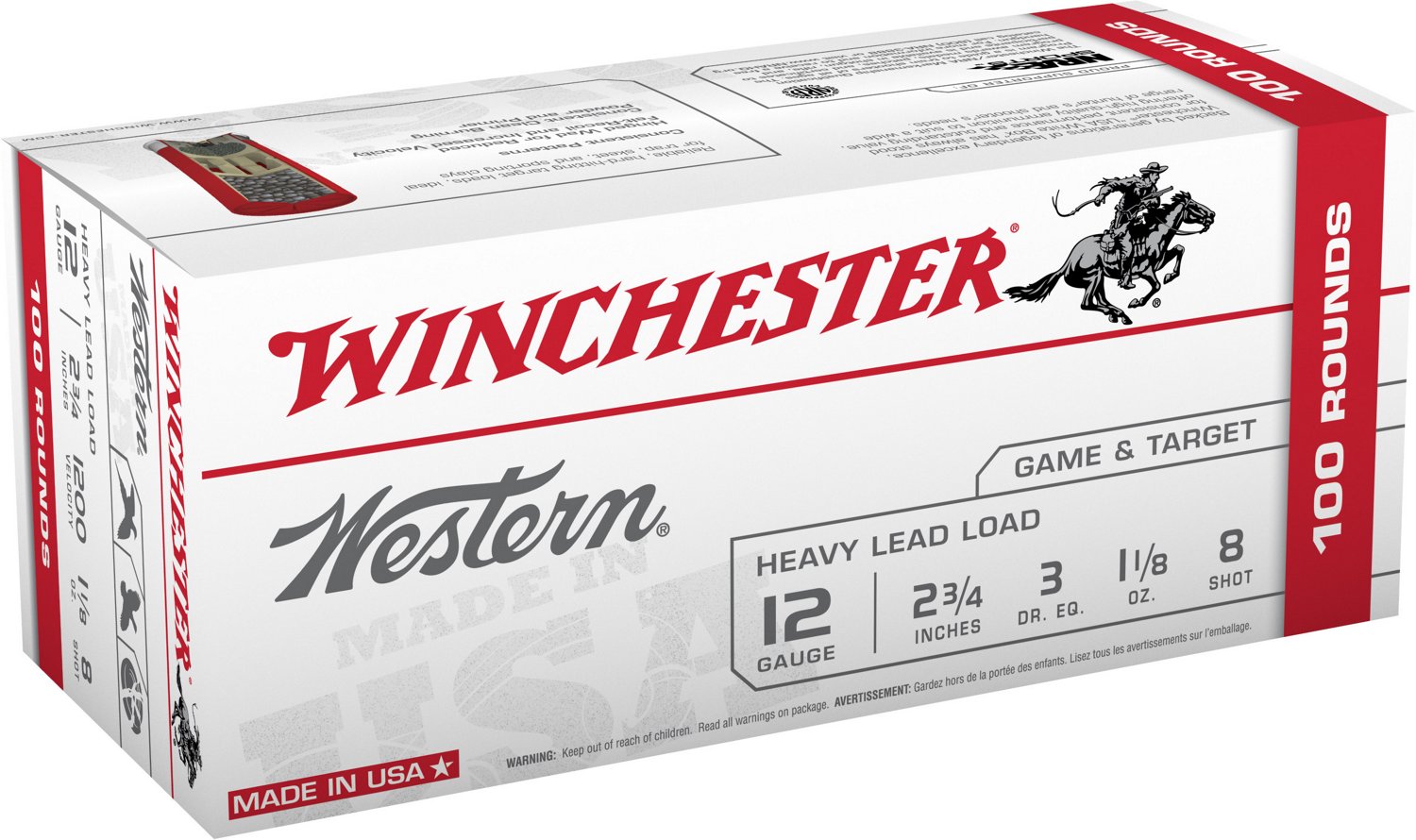 Winchester Western Target and Field Load 12 Gauge 8 Shotshells - 100 Rounds                                                      - view number 1 selected