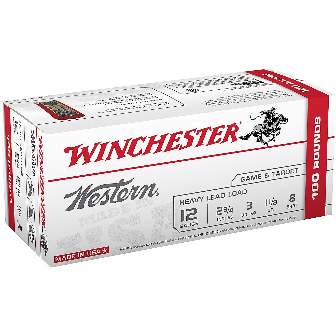 Winchester Western Target and Field Load 12 Gauge 8 Shotshells - 100 Rounds                                                      - view number 1
