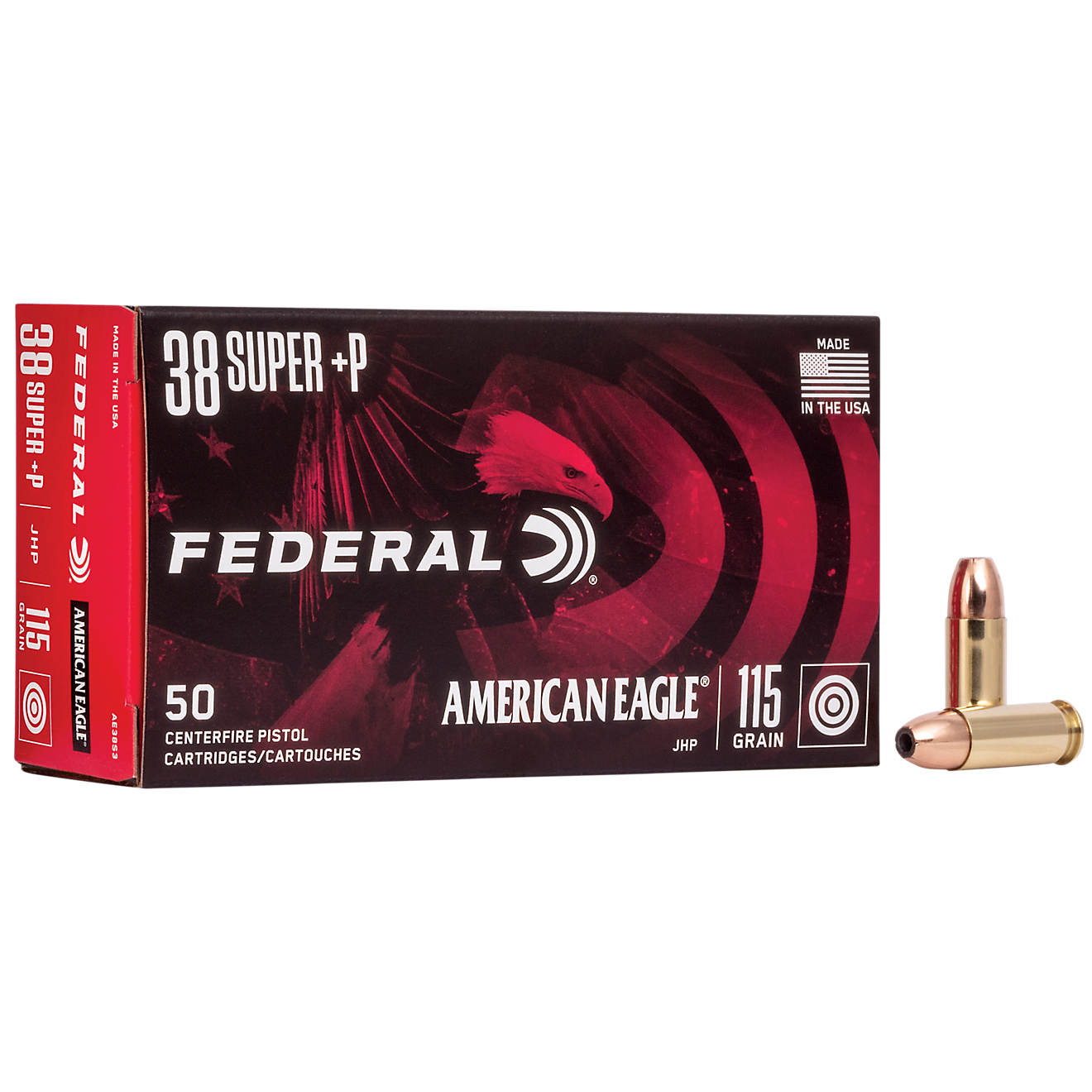 Federal Premium American Eagle .38 Super +P 115-Grain JHP Centerfire Handgun Ammunition                                          - view number 1
