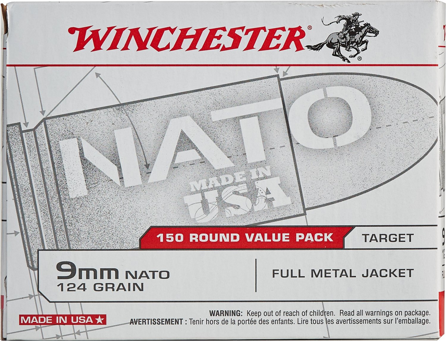 Winchester USA 9mm NATO 124-Grain Handgun Ammunition                                                                             - view number 1 selected