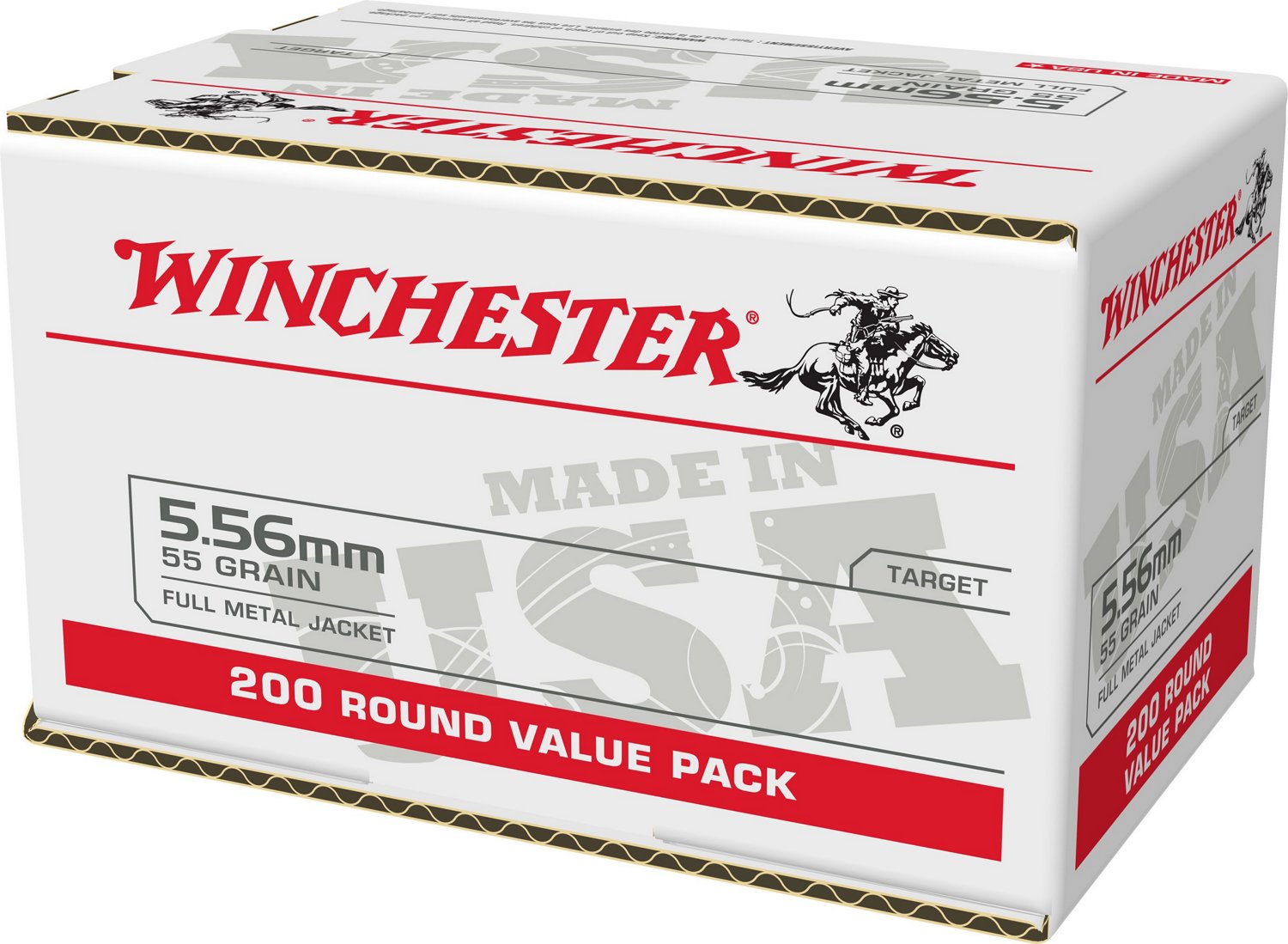 Winchester USA 5.56mm 55-Grain FMJ Ammunition - 200 Rounds                                                                       - view number 1 selected