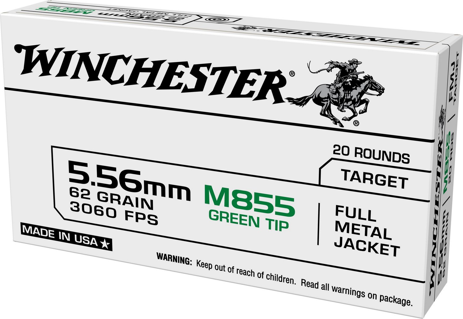 Winchester USA 5.56x45mm NATO 62-Grain Full Metal Jacket Steel Core Ammunition                                                   - view number 2