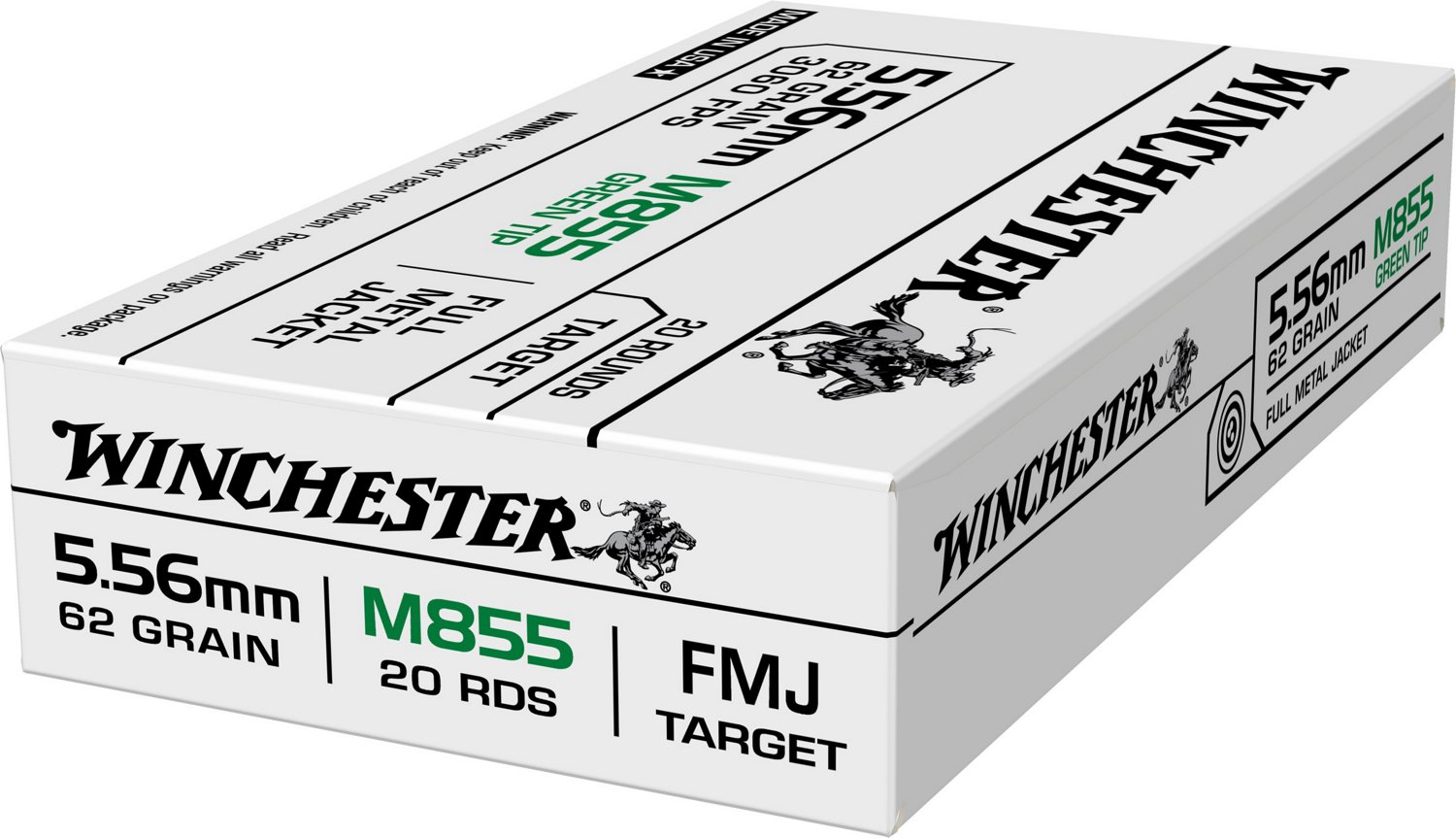 Winchester USA 5.56x45mm NATO 62-Grain Full Metal Jacket Steel Core Ammunition                                                   - view number 3