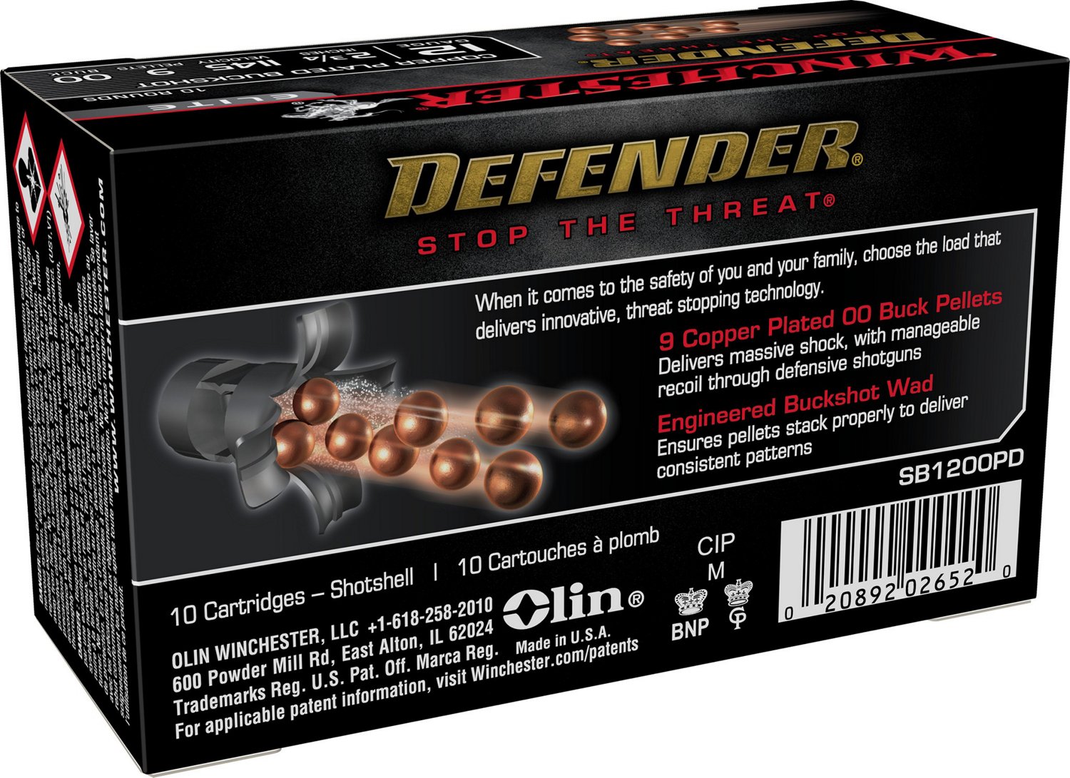 Winchester Defender 12 Gauge 00 Buck Shotshells - 10 Rounds                                                                      - view number 3