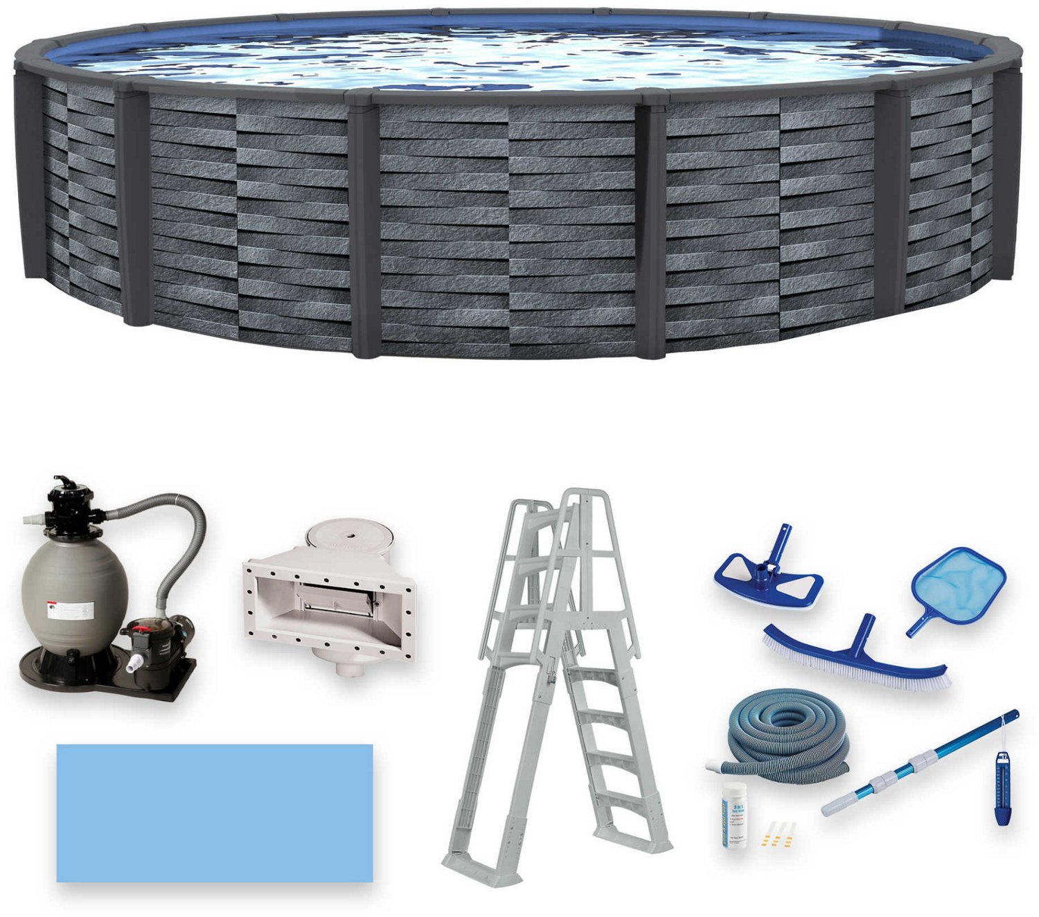 Blue Wave Affinity 30 ft Round Resin Top Rail Swimming Pool Package                                                              - view number 2
