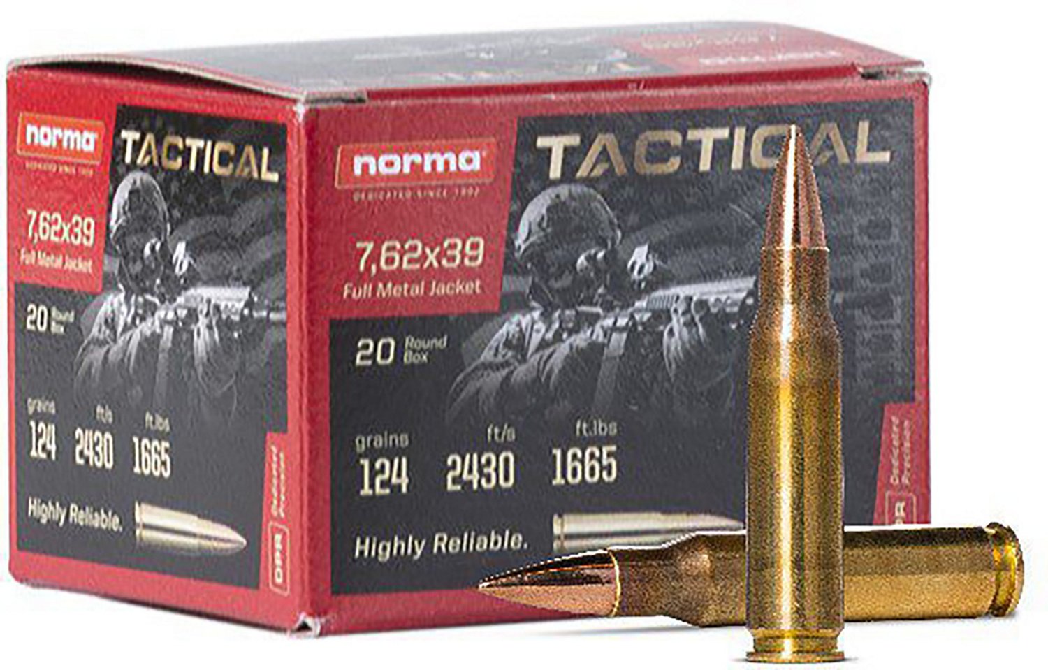 Norma USA Tactical 7.62x39 mm 124-Grain Rifle Ammunition - 20 Rounds                                                             - view number 1 selected
