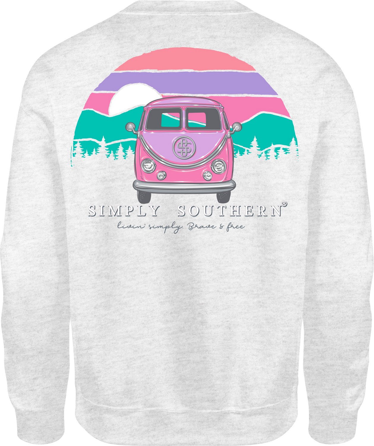 Simply Southern Women's Live Brave And Free Bus Fleece Crew Sweatshirt                                                           - view number 2