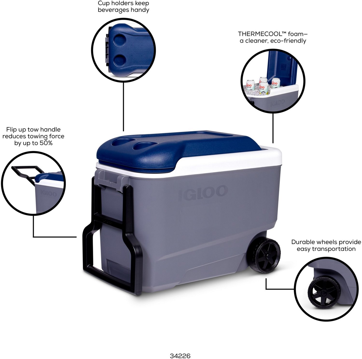 Igloo 40 qt Maxcold Roller Cooler                                                                                                - view number 11