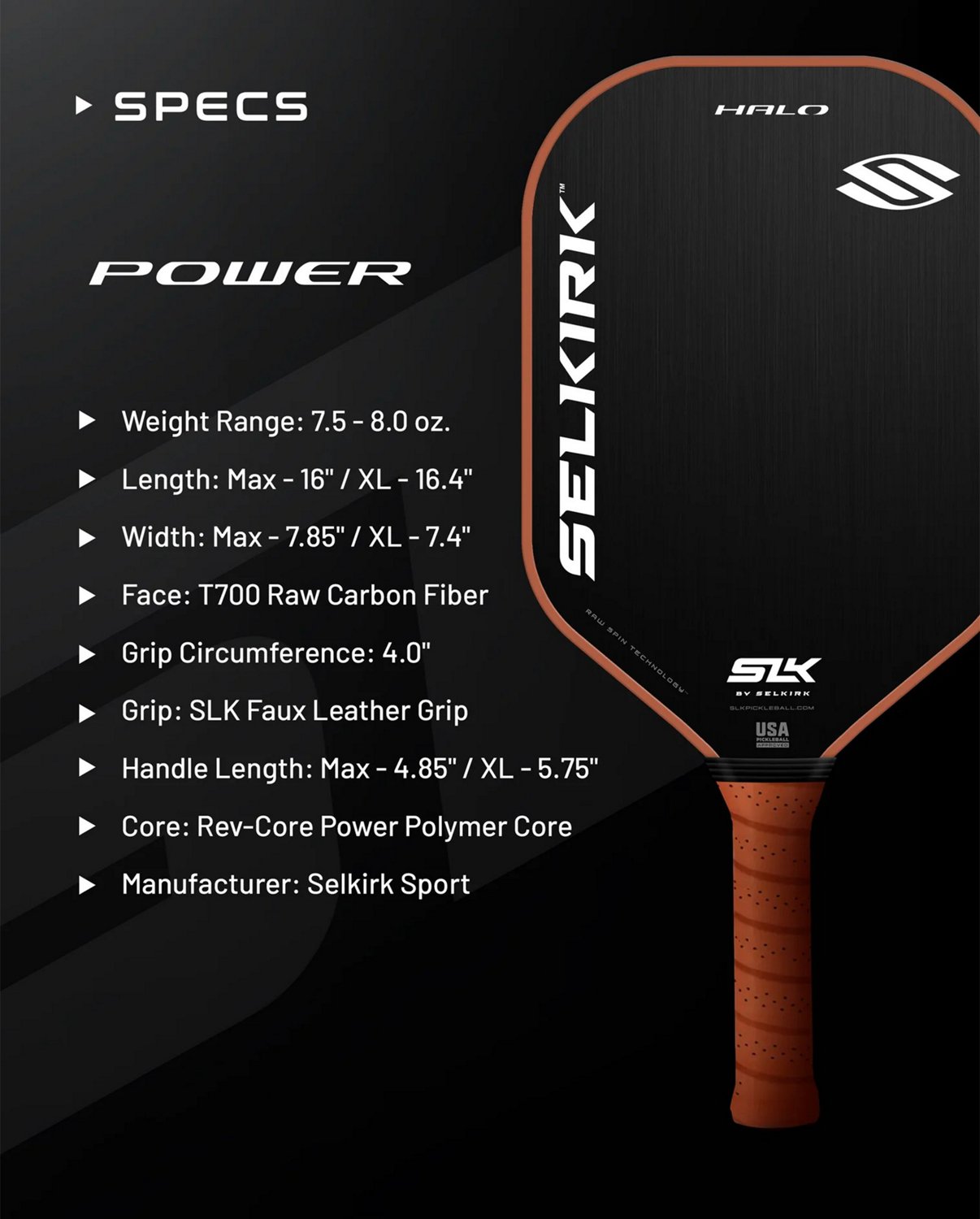 Selkirk Sport Halo Power Max Raw Carbon Paddle                                                                                   - view number 4
