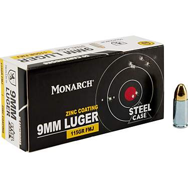 Monarch 9mm Luger FMJ 115 GR Steel Case                                                                                         