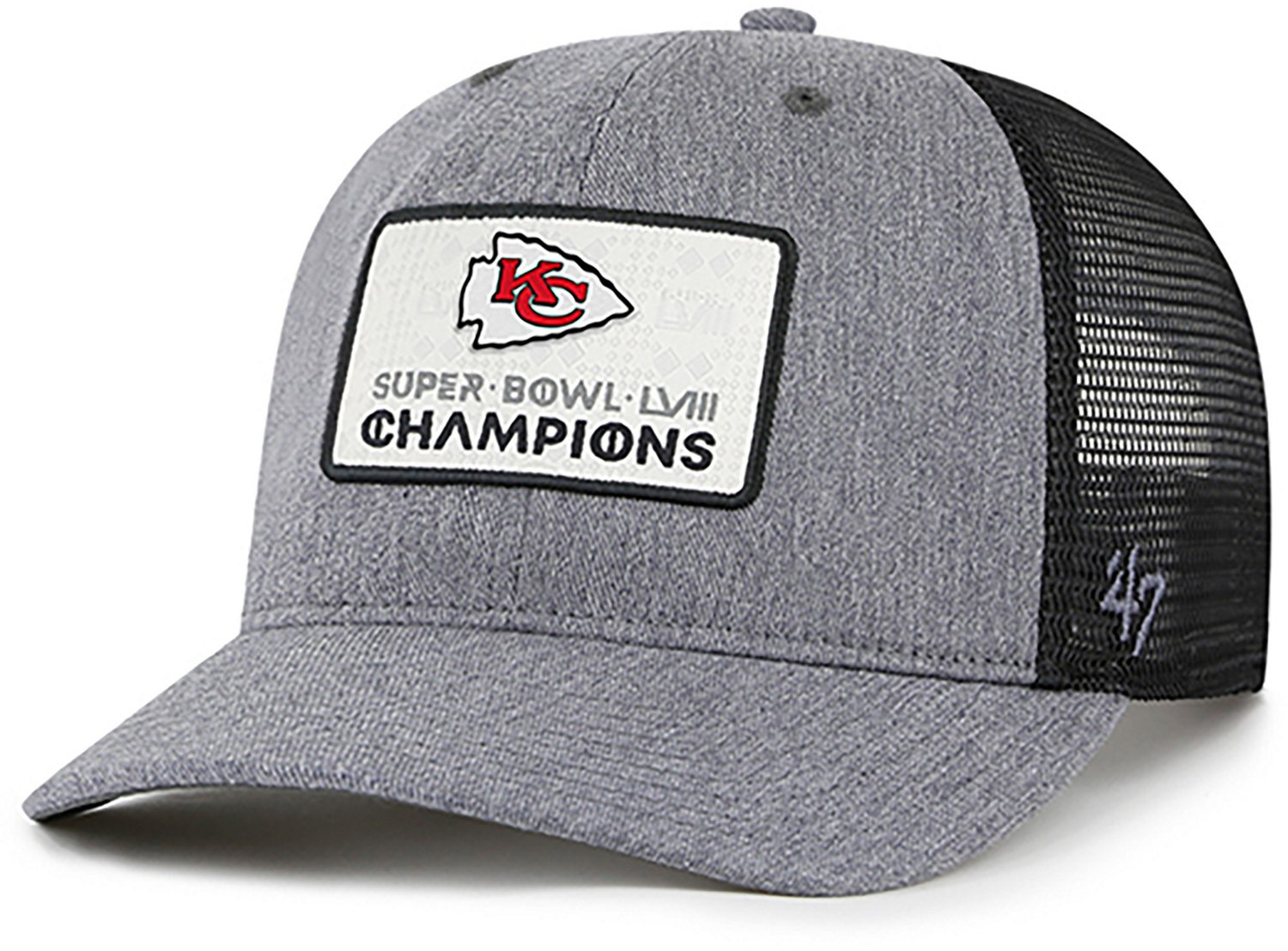 47 Brand Adult Chiefs Super Bowl LVIII Champs Square Trucker Cap                                                                 - view number 1 selected