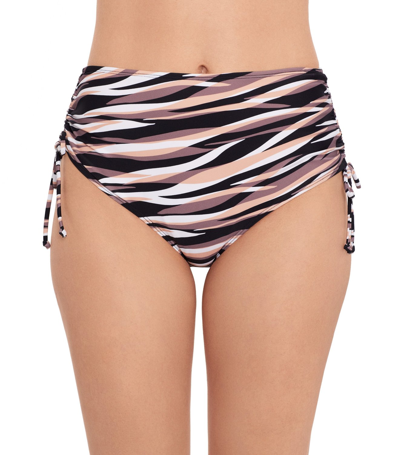 Salt Cove Juniors Stripes Shirred Side High Waisted Bikini Bottoms