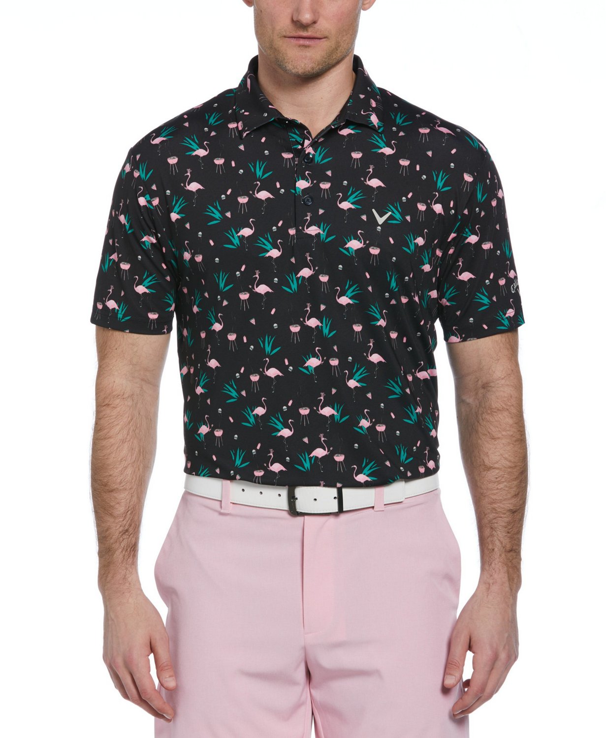 Callaway Men's All Over Flamingo Polo Shirt                                                                                      - view number 1 selected