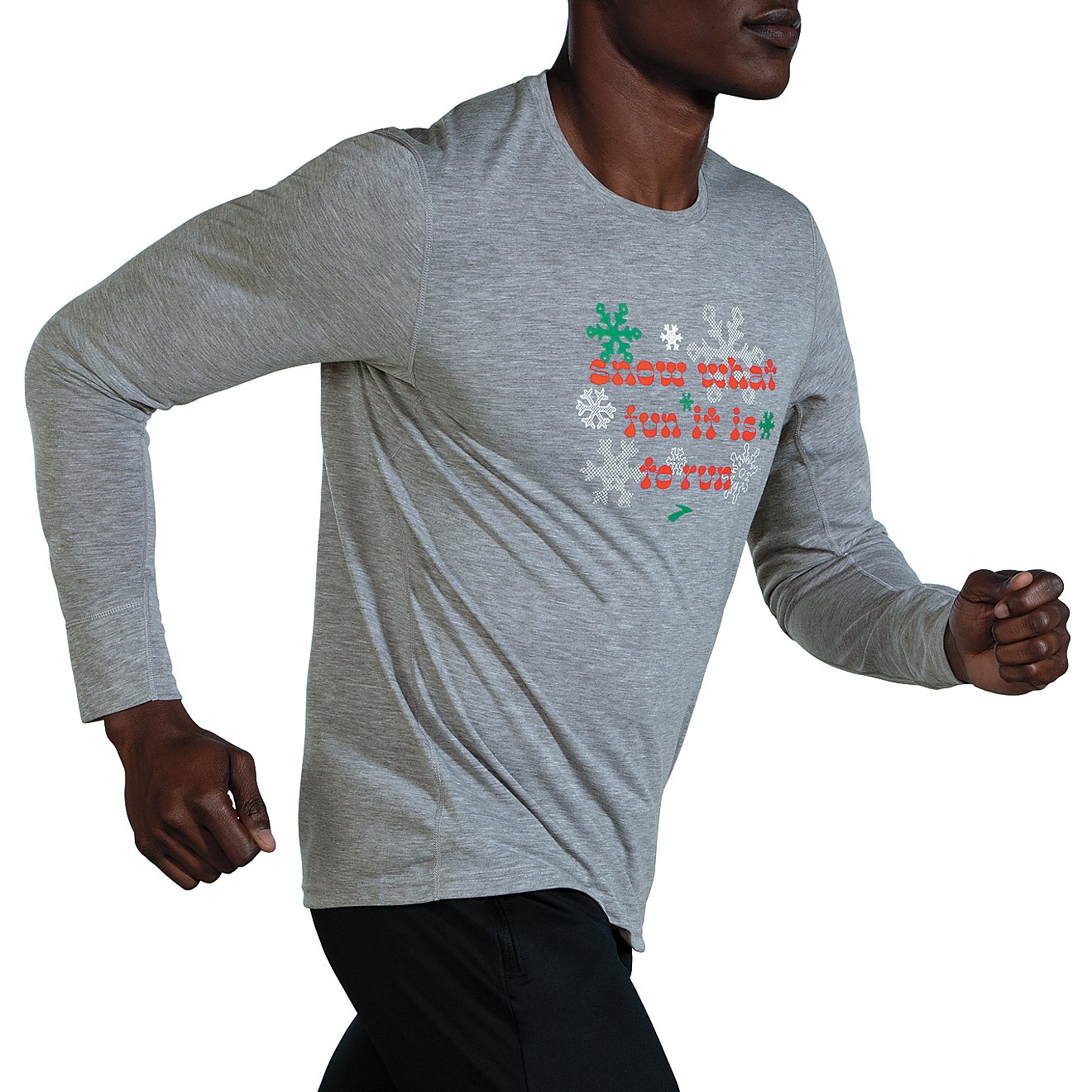Brooks Men's Distance Run Merry Graphic Long Sleeve T-shirt                                                                      - view number 2