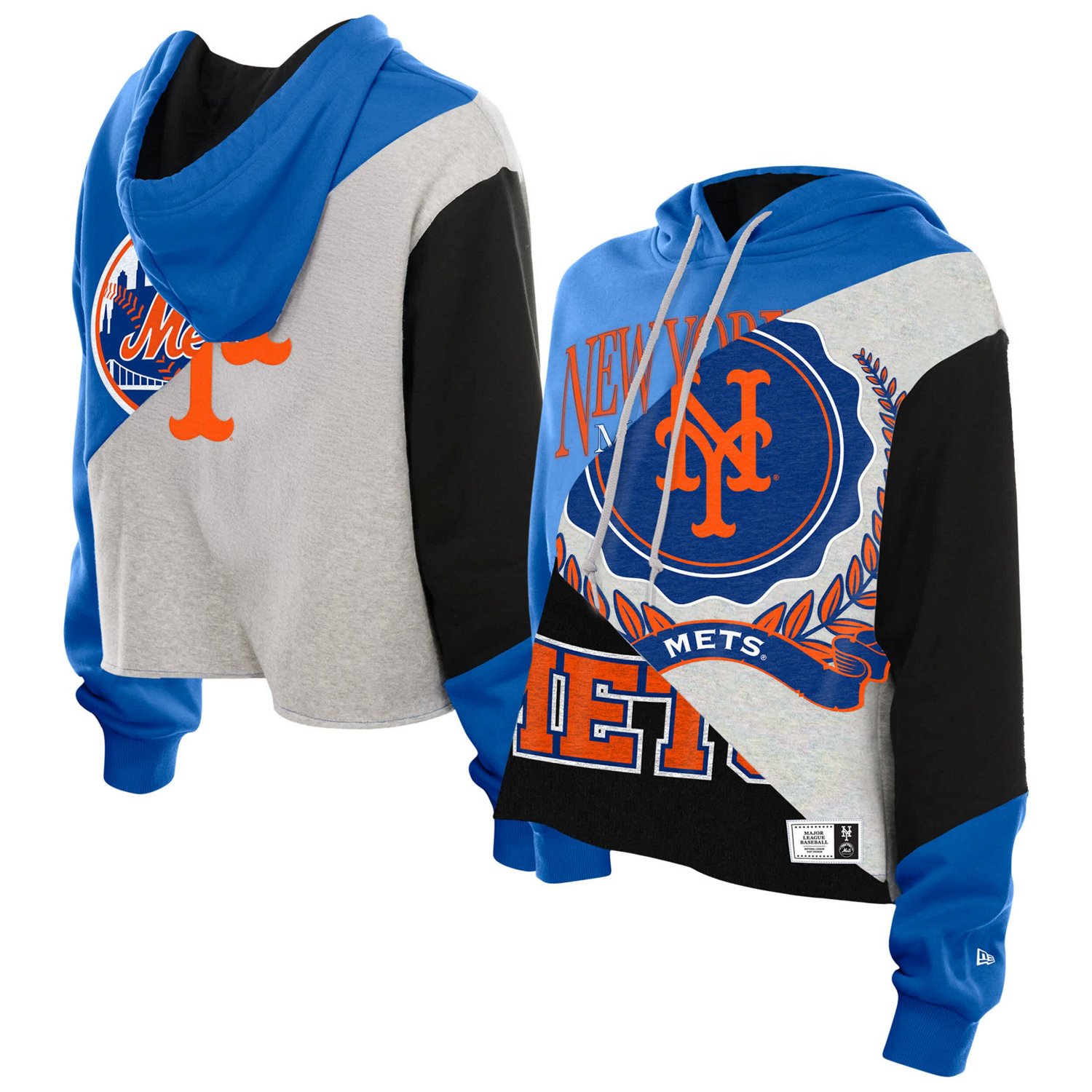 New Era New York Mets Upcycled Color Block Cropped Boxy Hoodie