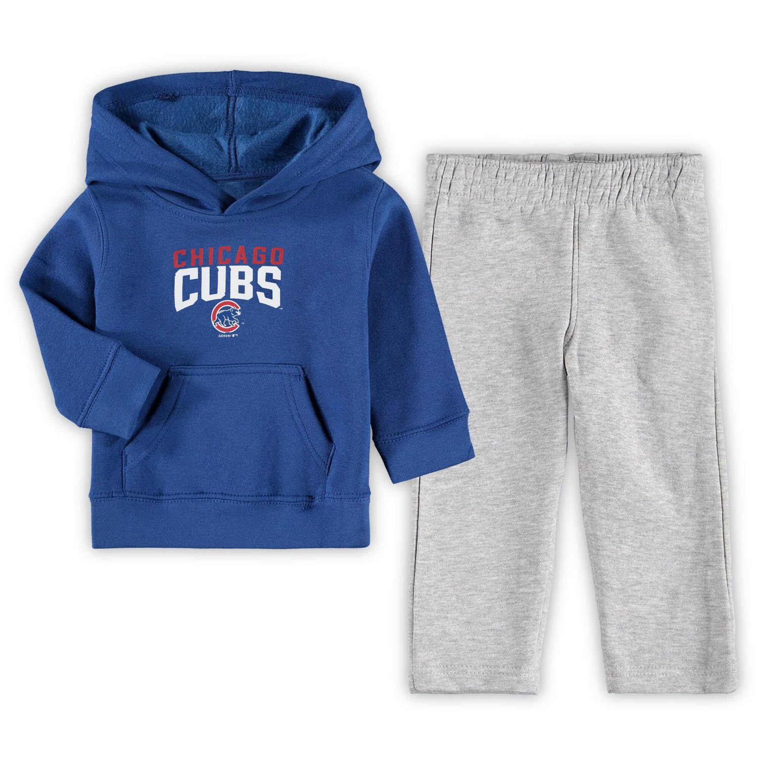 Heathered Gray Chicago Cubs Fan Flare Fleece Hoodie and Pants Set Academy