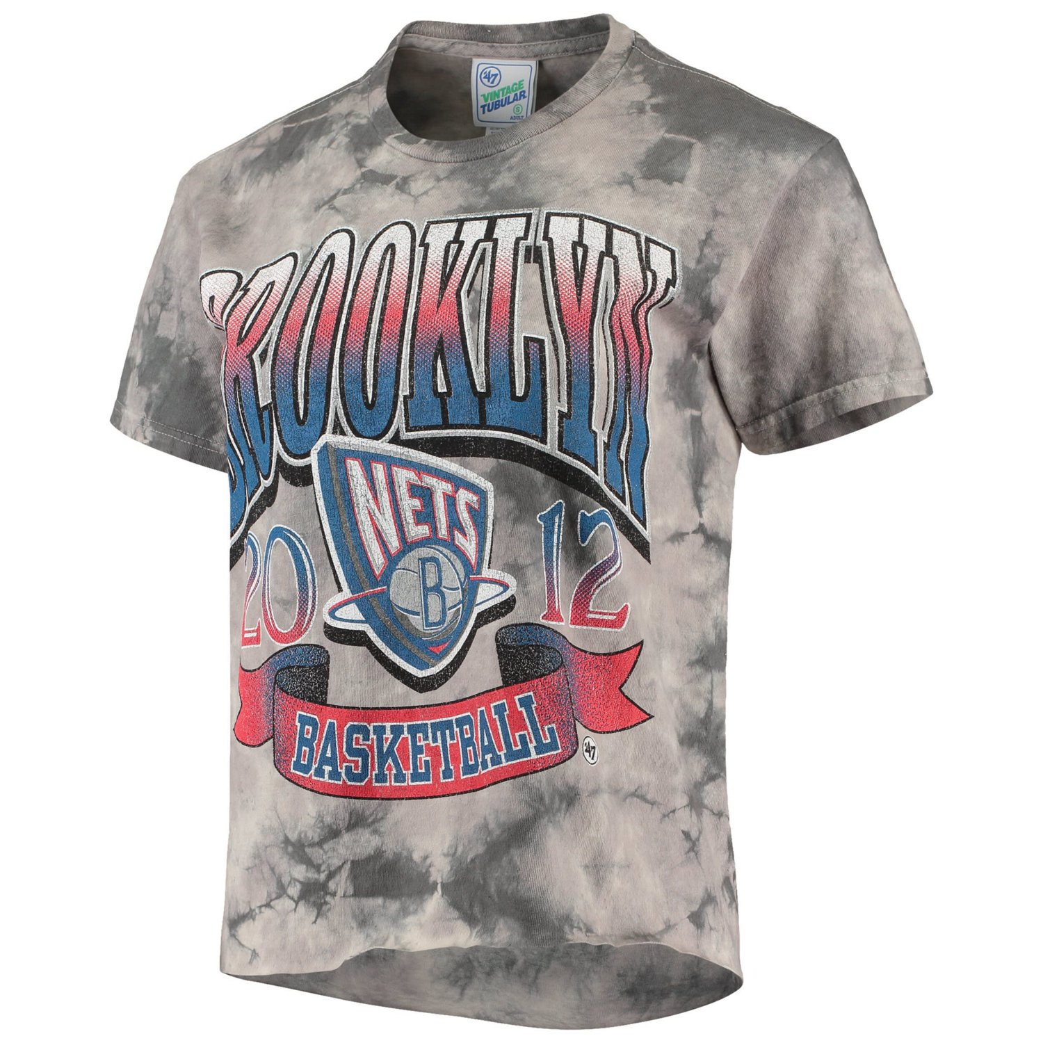 '47 /Black Brooklyn Nets 2021/22 City Edition Vintage Tie-Dye Tubular Cropped T-Shirt                                            - view number 2