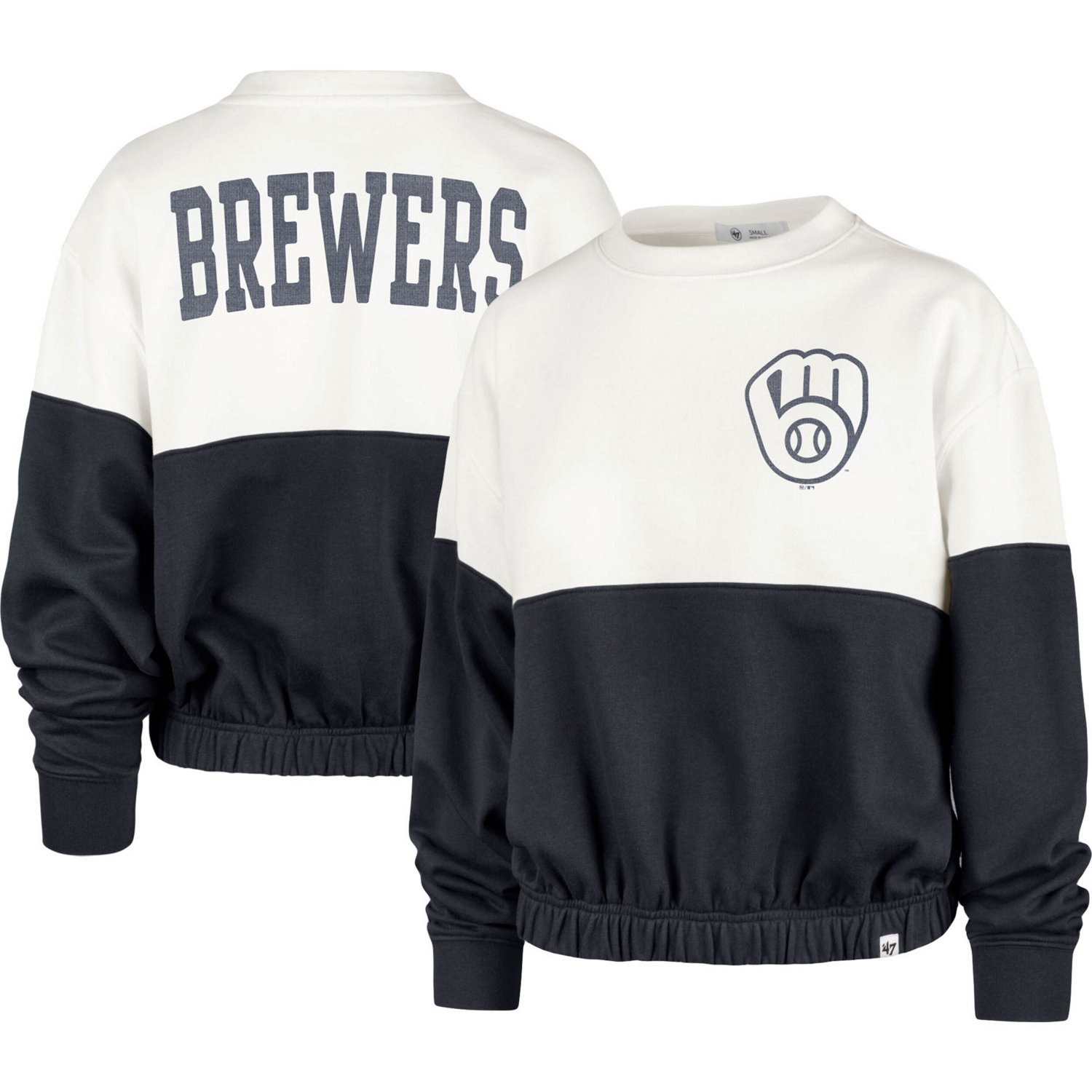 '47 /Navy Milwaukee Brewers Take Two Bonita Pullover Sweatshirt
