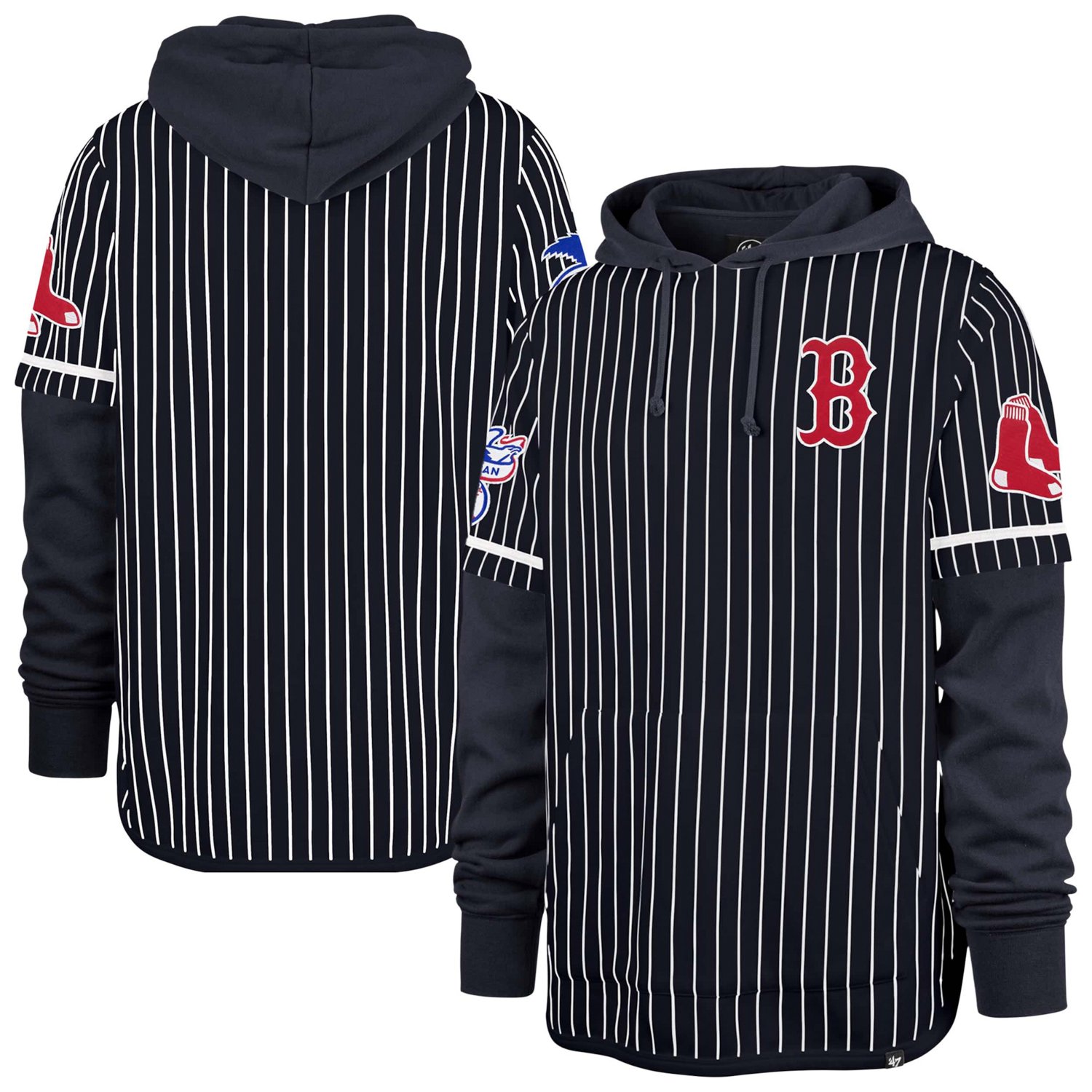'47 Boston Red Sox Pinstripe Double Header Pullover Hoodie