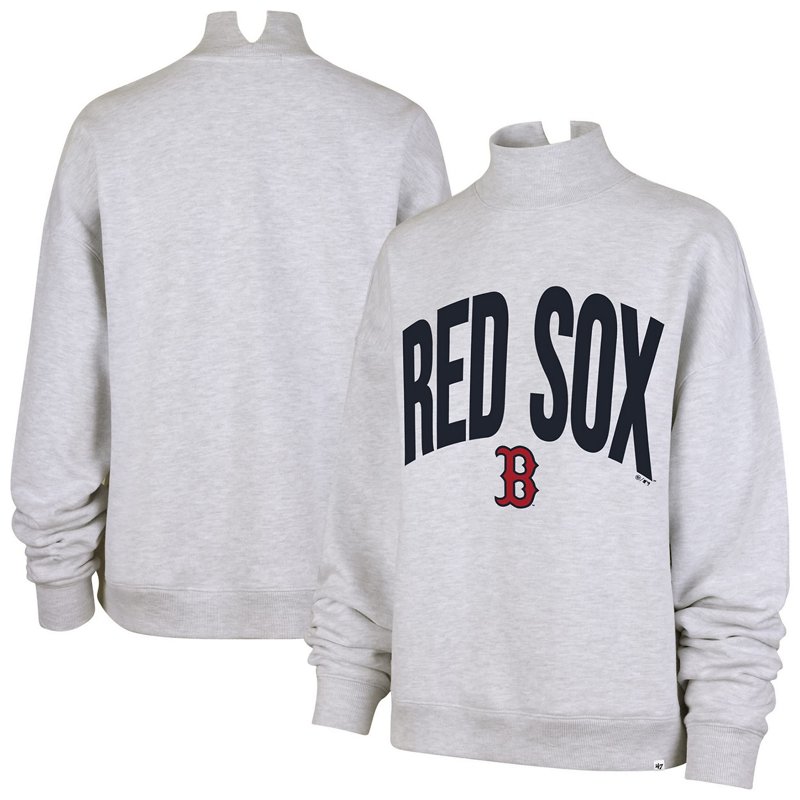 '47 Brand Women's Heather Gray Boston Red Sox Subtle Muse Mock Neck Sweatshirt - Heather Gray