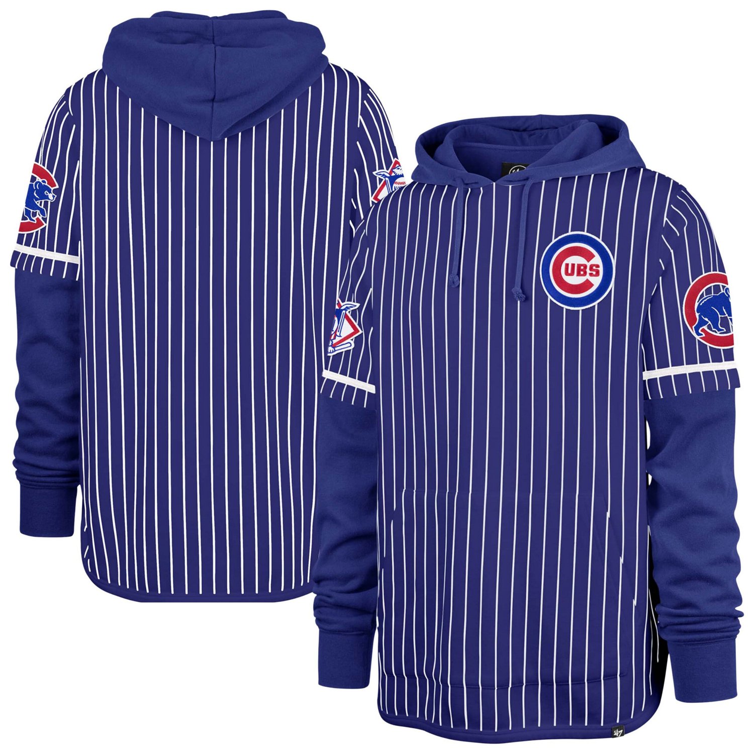 '47 Chicago Cubs Pinstripe Double Header Pullover Hoodie