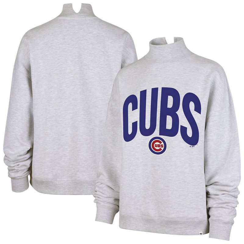 '47 Brand Women's Heather Gray Chicago Cubs Subtle Muse Mock Neck Sweatshirt - Heather Gray