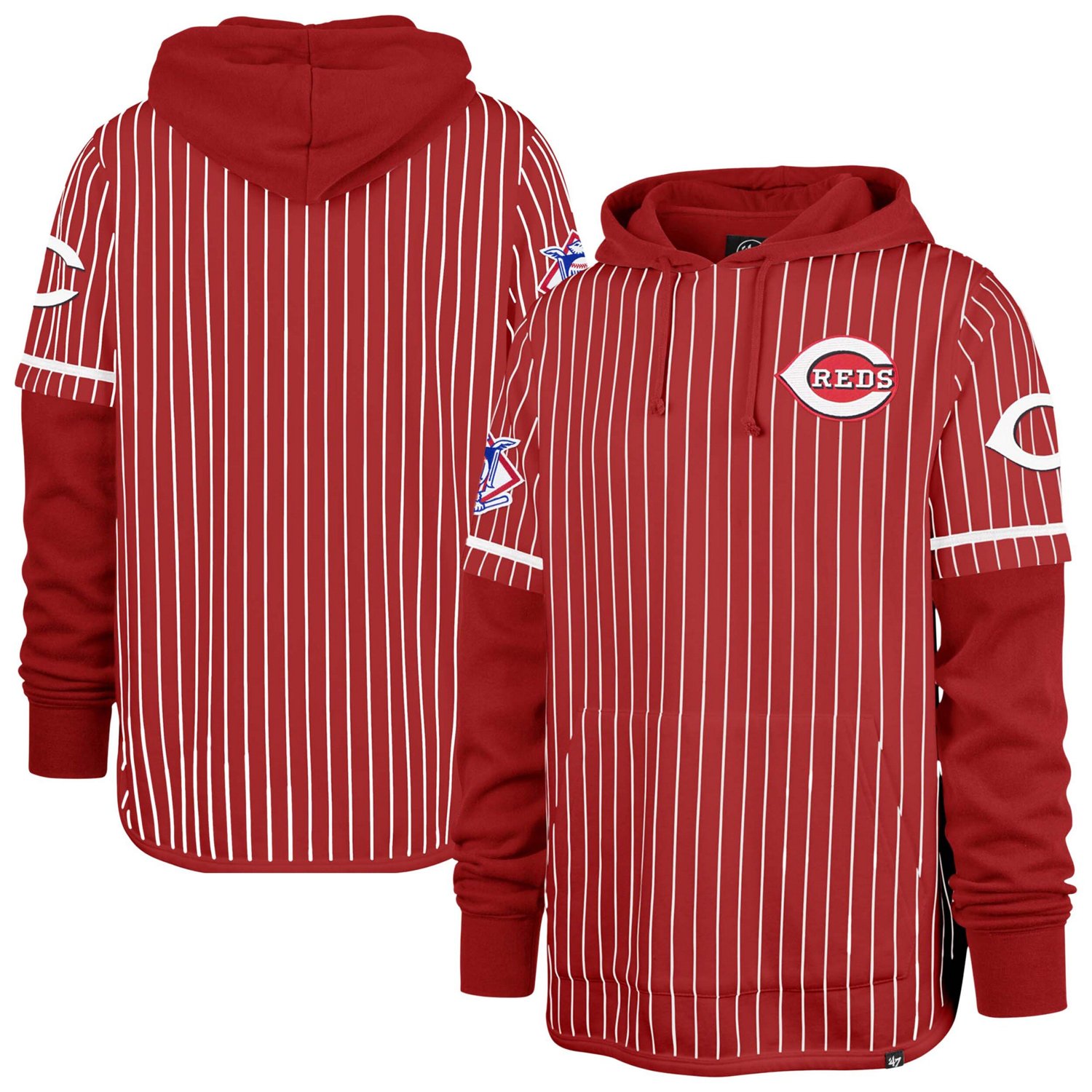 '47 Cincinnati s Pinstripe Double Header Pullover Hoodie