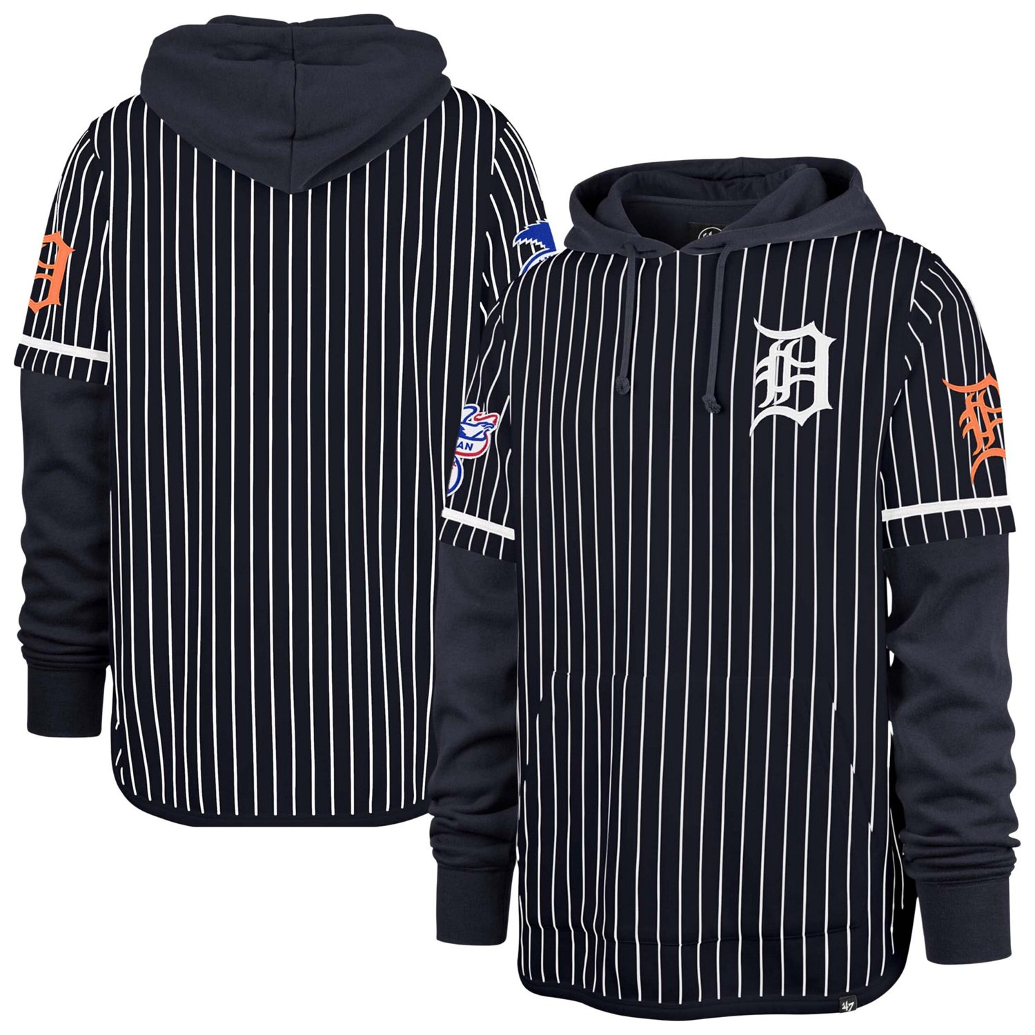 '47 Detroit Tigers Pinstripe Double Header Pullover Hoodie                                                                      