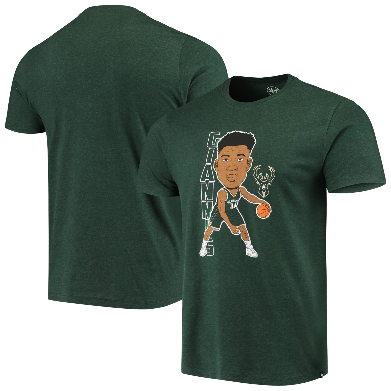 '47 Giannis Antetokounmpo Heathered Hunter Milwaukee Bucks Bobblehead T-Shirt