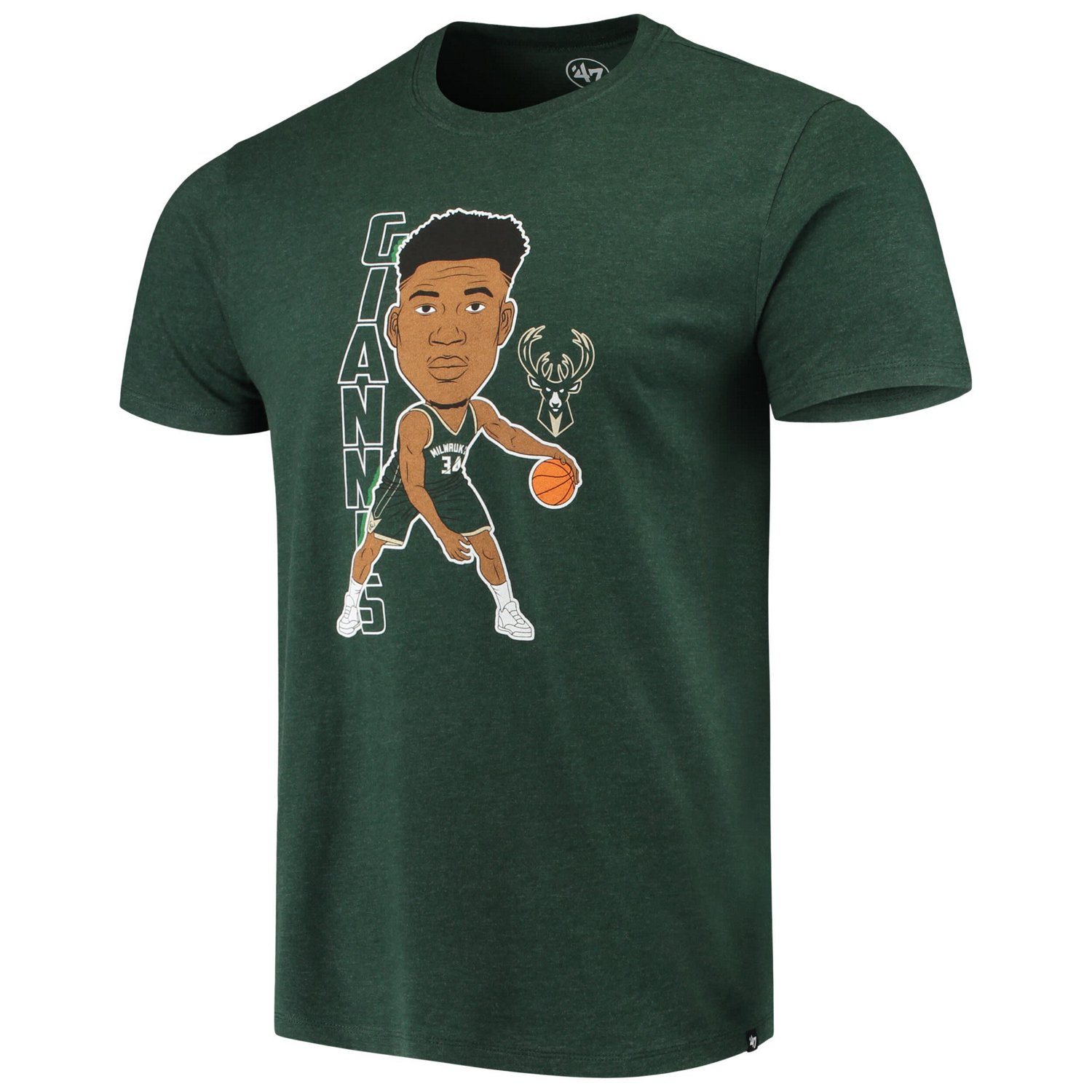 '47 Giannis Antetokounmpo Heathered Hunter Milwaukee Bucks Bobblehead T-Shirt - view number 2