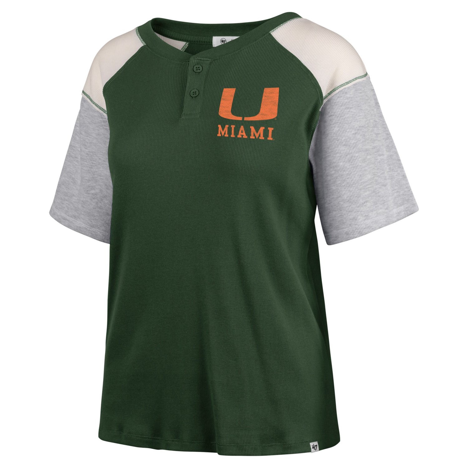 '47 Miami Hurricanes Underline Harvey Colorblock Raglan Henley T-Shirt - view number 2