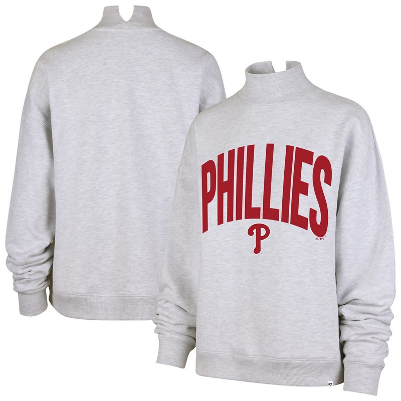 '47 Brand Women's Heather Gray Philadelphia Phillies Subtle Muse Mock Neck Sweatshirt - Heather Gray