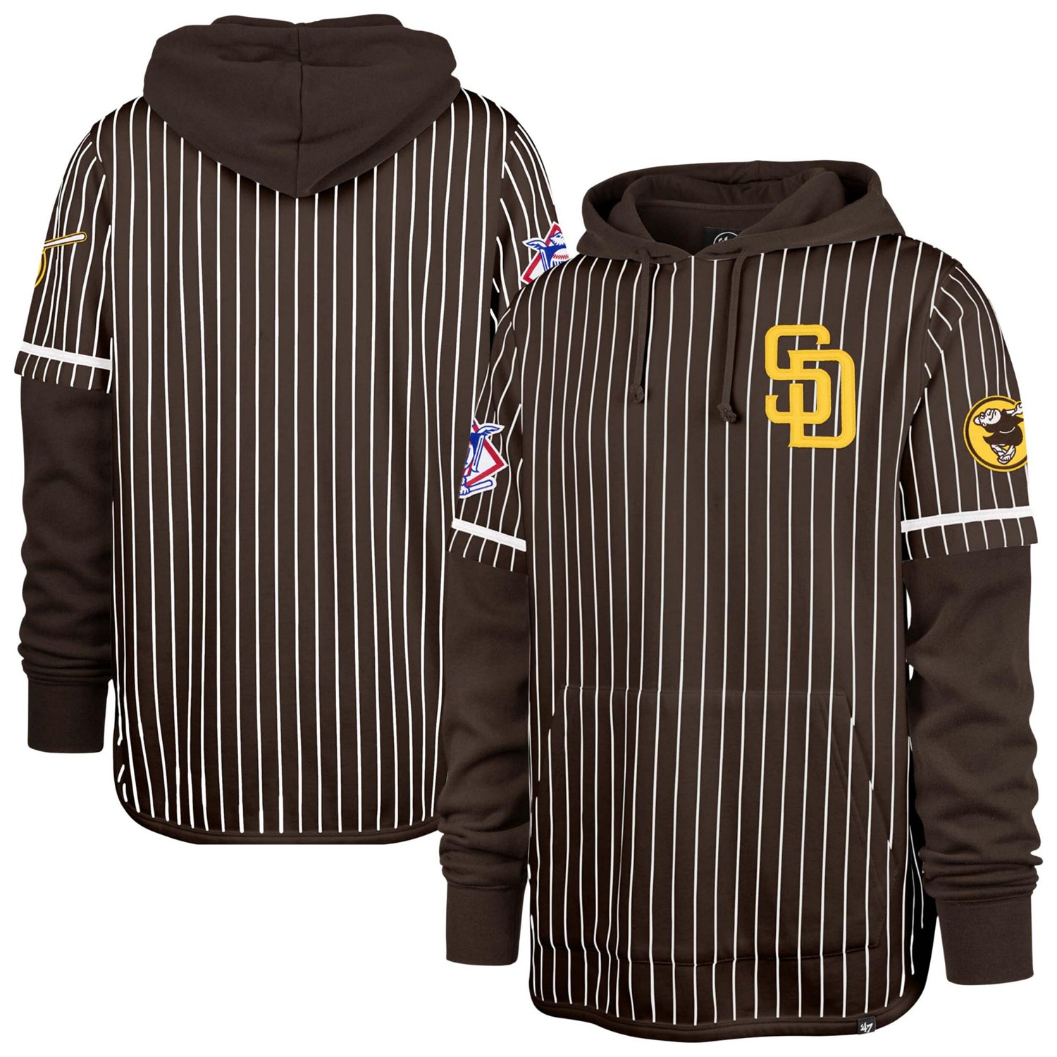'47 San Diego Padres Pinstripe Double Header Pullover Hoodie