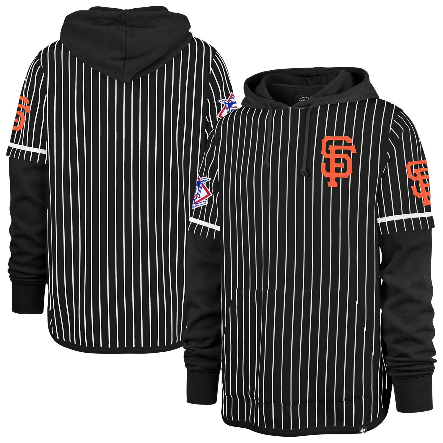 '47 San Francisco Giants Pinstripe Double Header Pullover Hoodie                                                                