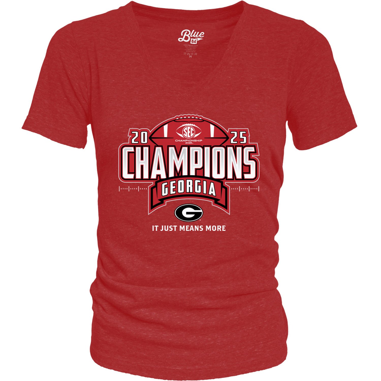 84 Georgia Bulldogs 2025 SEC Football Champions Locker Room V-Neck T-Shirt - view number 2