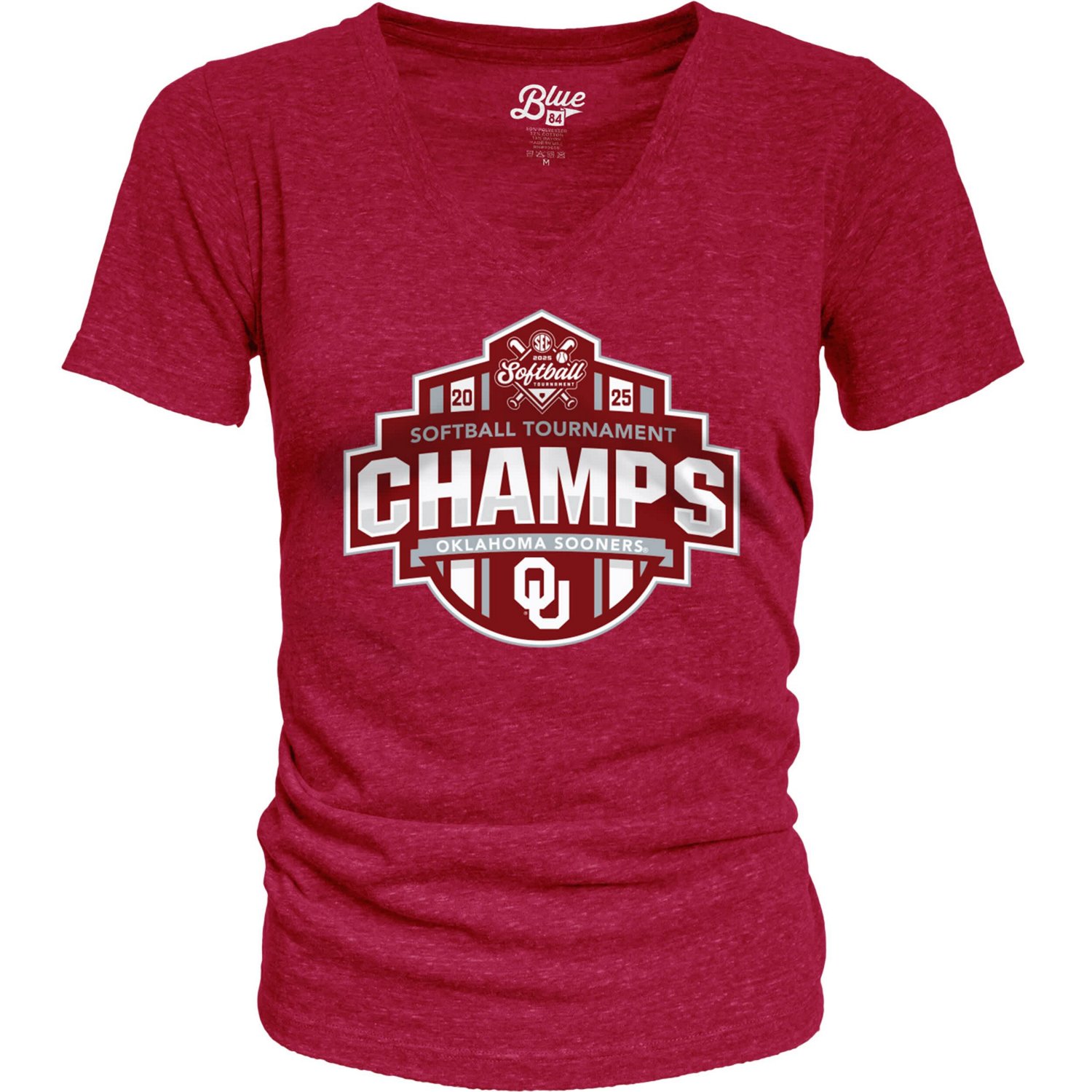 84 Oklahoma Sooners 2025 SEC Softball Conference Tournament Champions Locker Room V-Neck T-Shirt