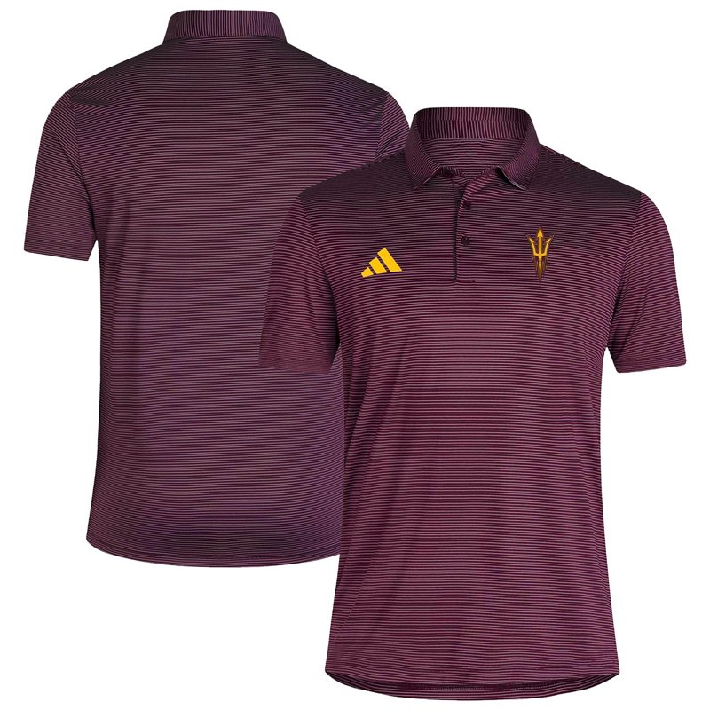 adidas Men's Arizona State Sun Devils Maroon Ultimate Stripe Coaches Polo, Medium, Red