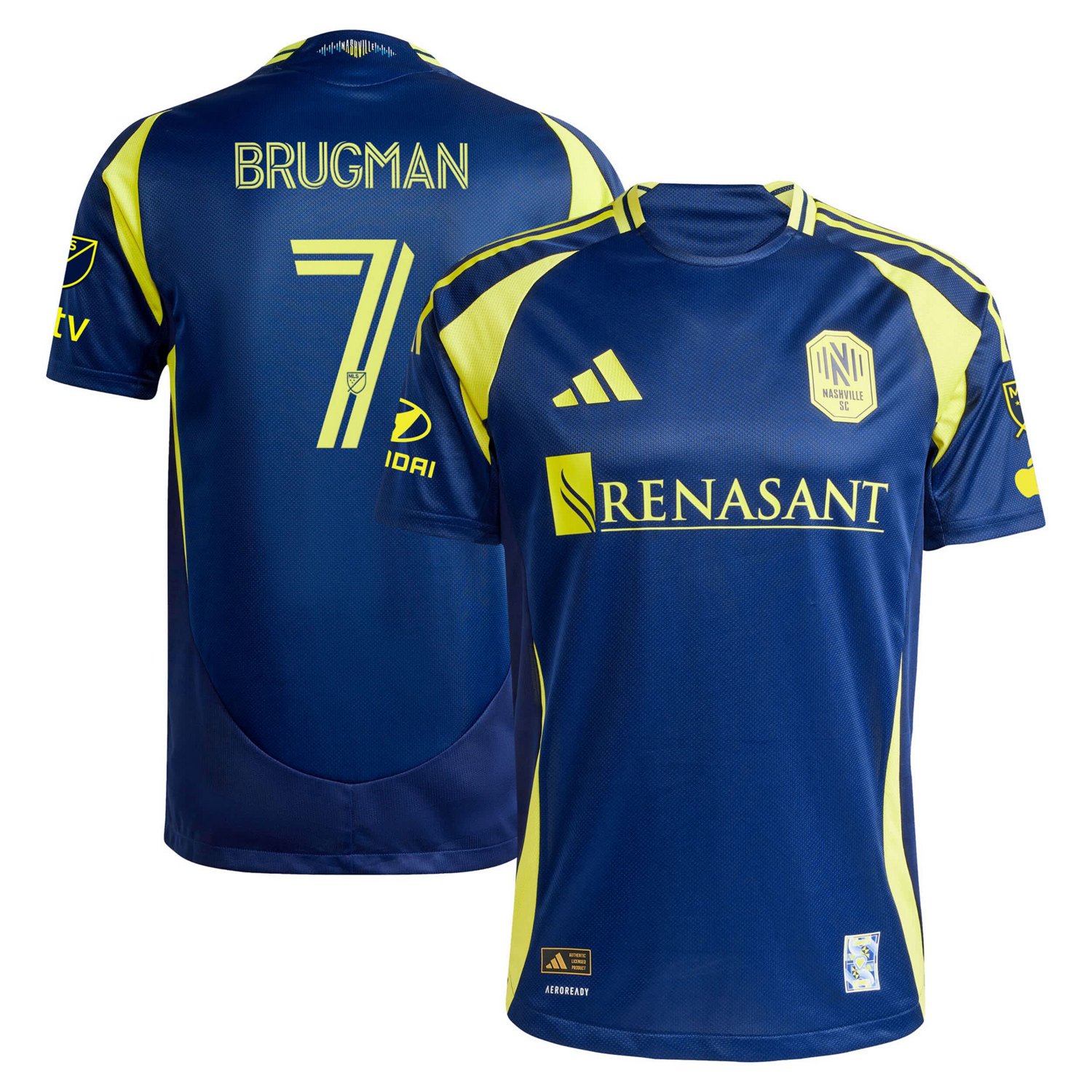 adidas Gastn Brugman Nashville SC 2025 The Heart Of Nashville Kit Authentic Player Jersey