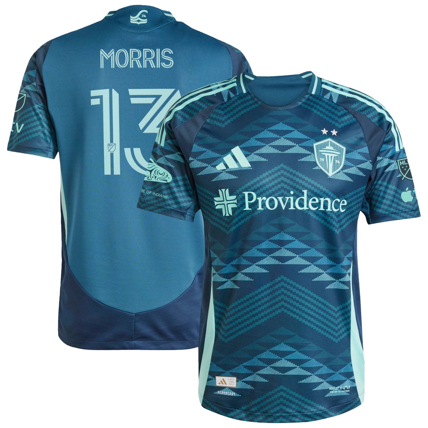 adidas Jordan Morris Seattle Sounders FC 2025 The Salish Sea Kit Authentic Player Jersey - view number 1