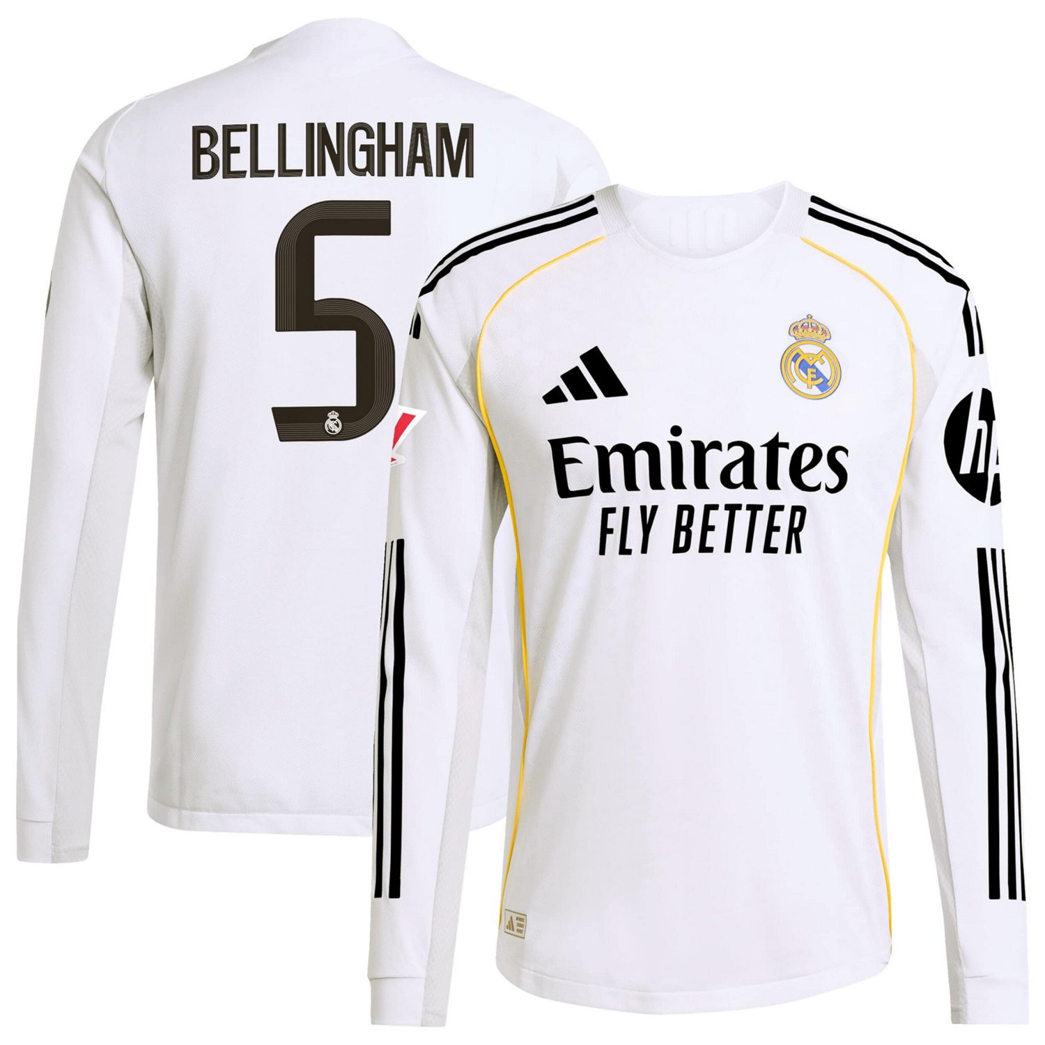 adidas Jude Bellingham Real Madrid 2025 26 Home Authentic Long Sleeve Jersey