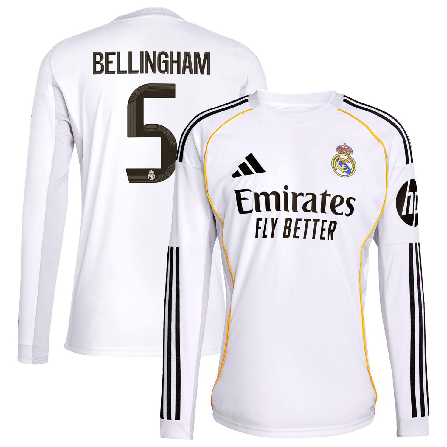 adidas Jude Bellingham Real Madrid 2025 26 Home Replica Long Sleeve Jersey
