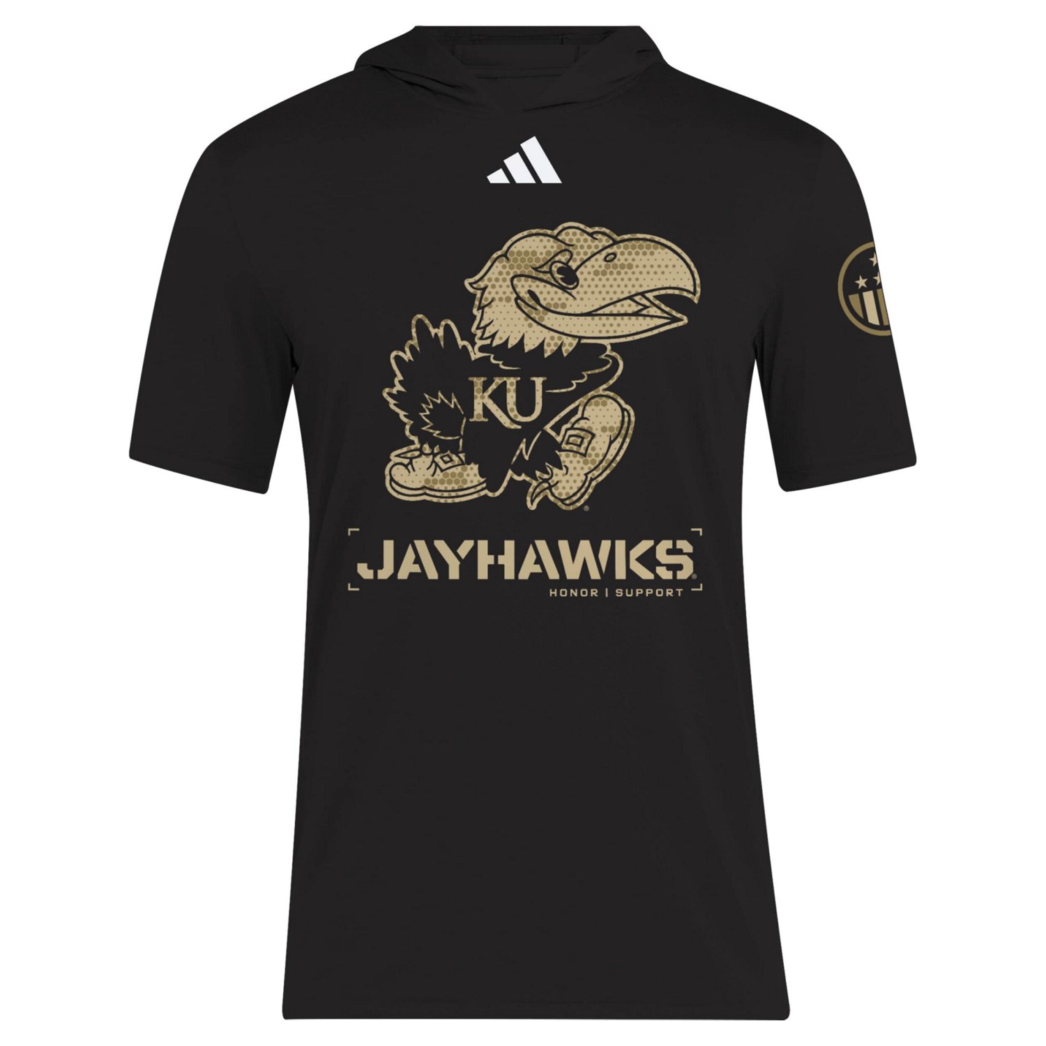 adidas Kansas Jayhawks 2025 Military Appreciation AEROREADY Hooded T-Shirt - view number 2