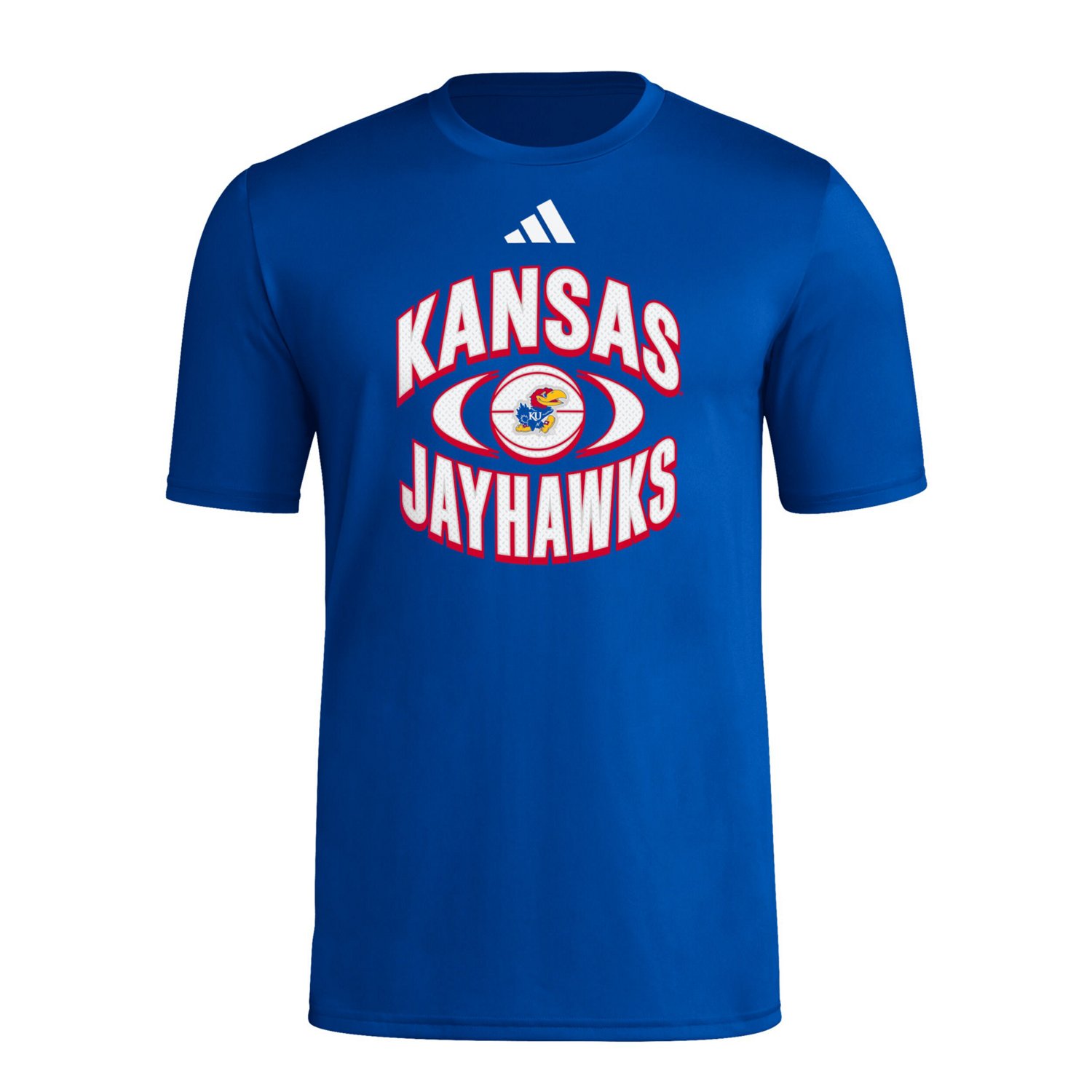 adidas Kansas Jayhawks Basketball On Court Orbit Pregame T-Shirt - view number 2