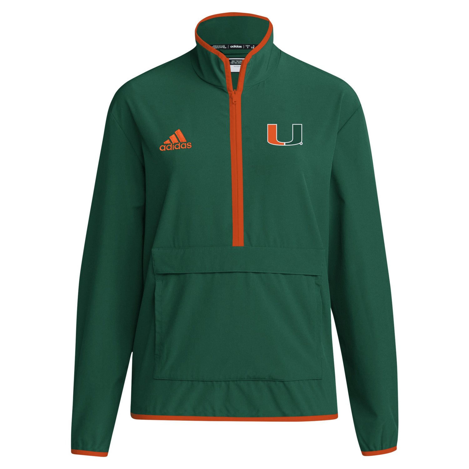 adidas Miami Hurricanes 2024 Coaches Sideline Half-Zip Jacket - view number 2