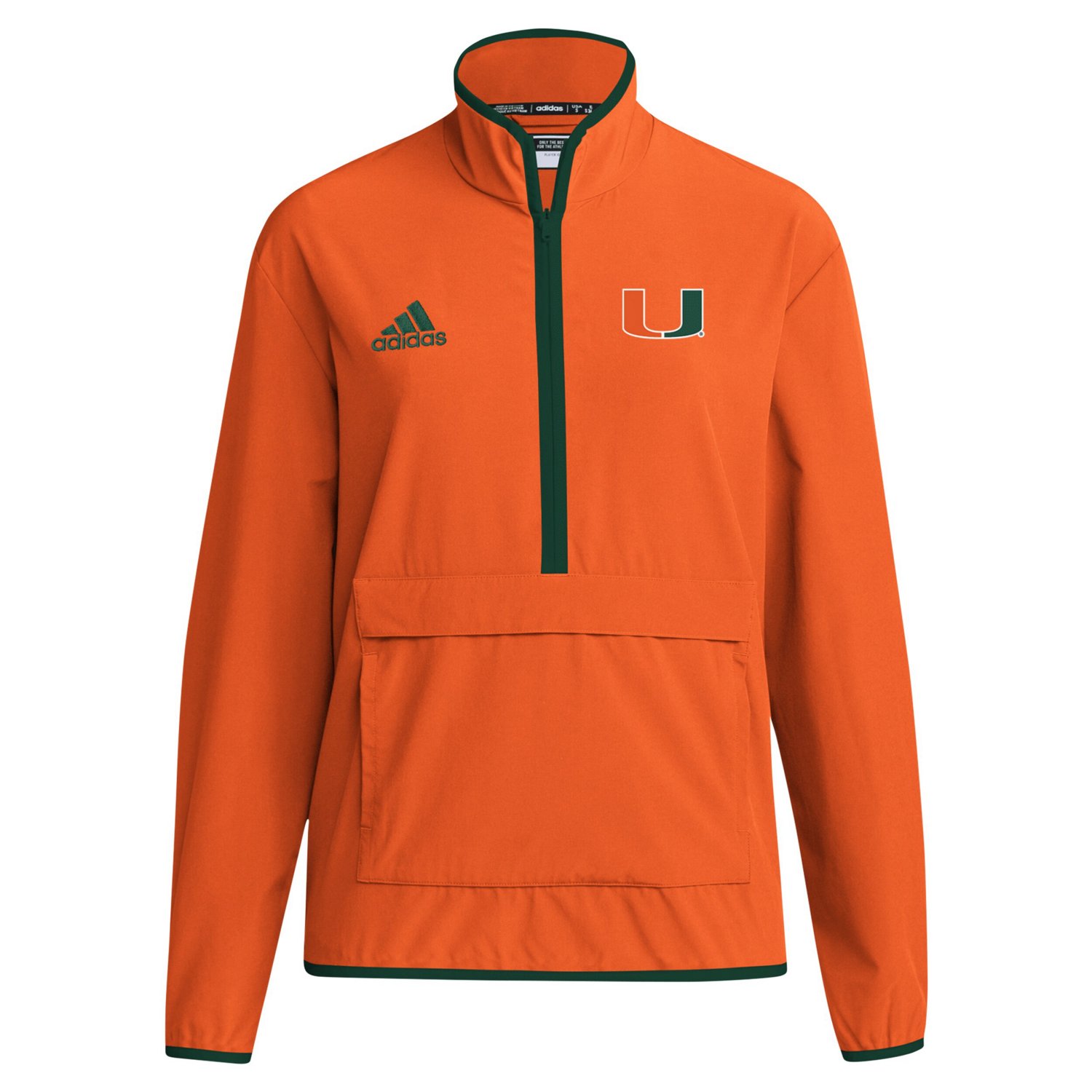 adidas Miami Hurricanes 2024 Coaches Sideline Half-Zip Jacket - view number 2