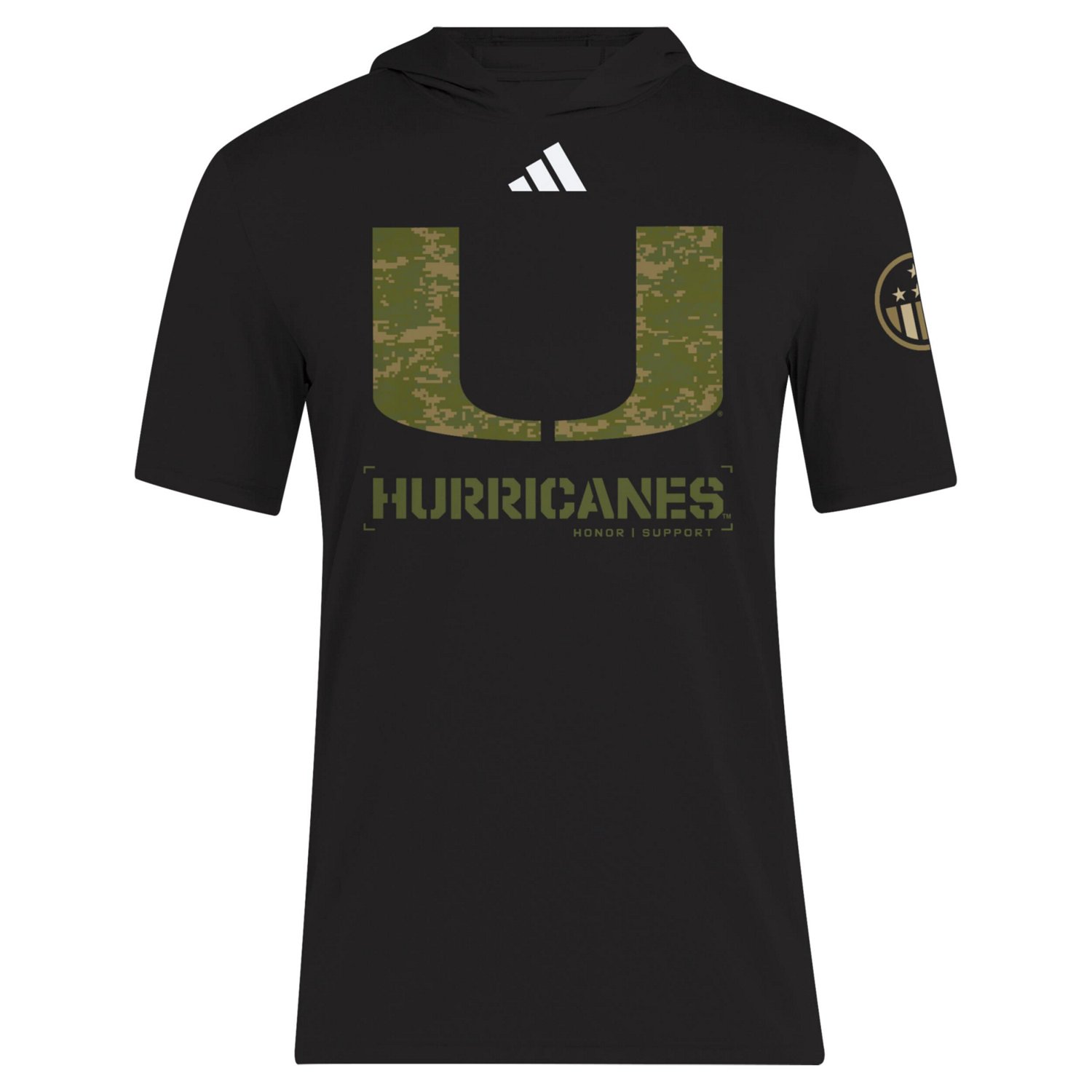 adidas Miami Hurricanes 2025 Military Appreciation AEROREADY Hooded T-Shirt - view number 2