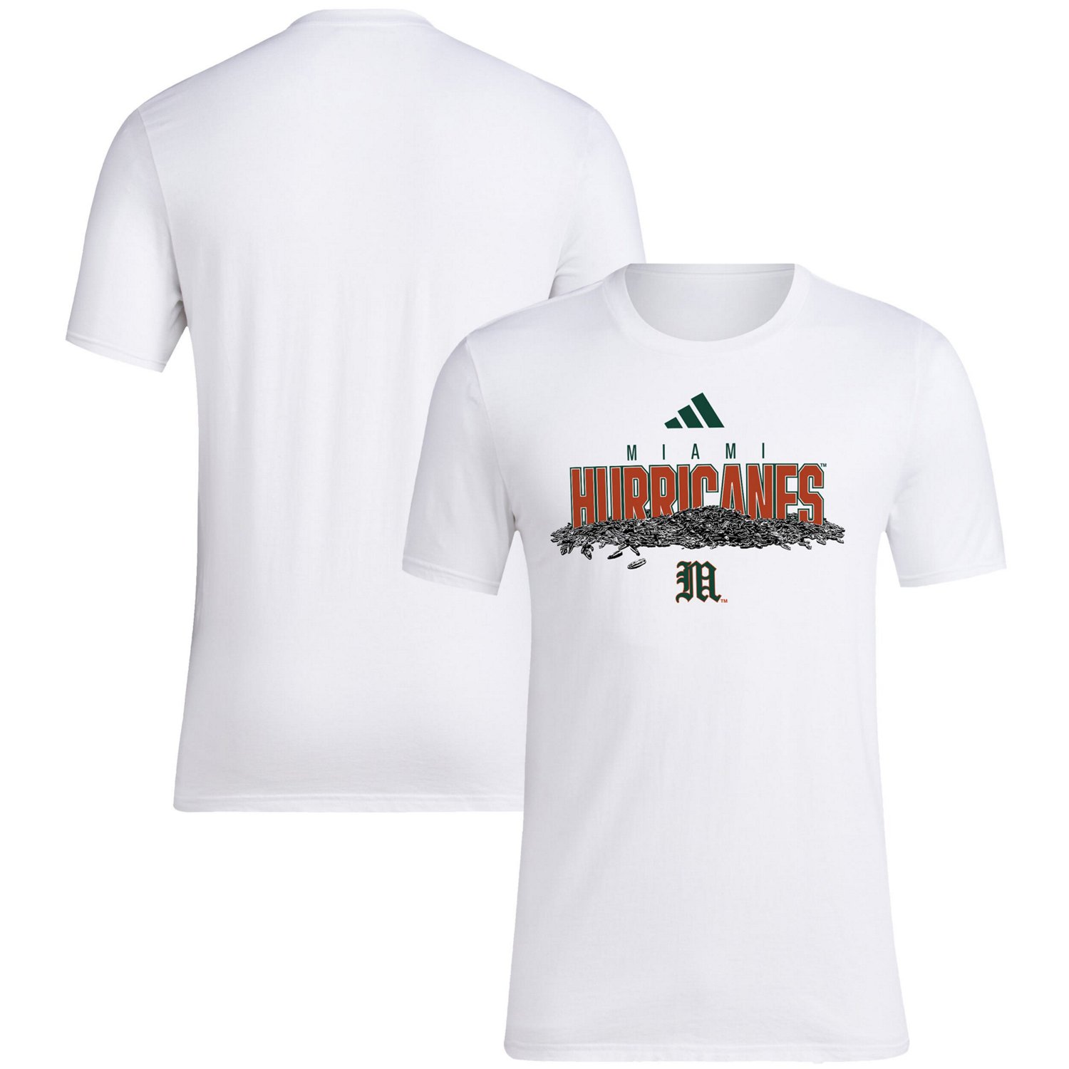 adidas Miami Hurricanes Baseball Sunflower Seeds T-Shirt